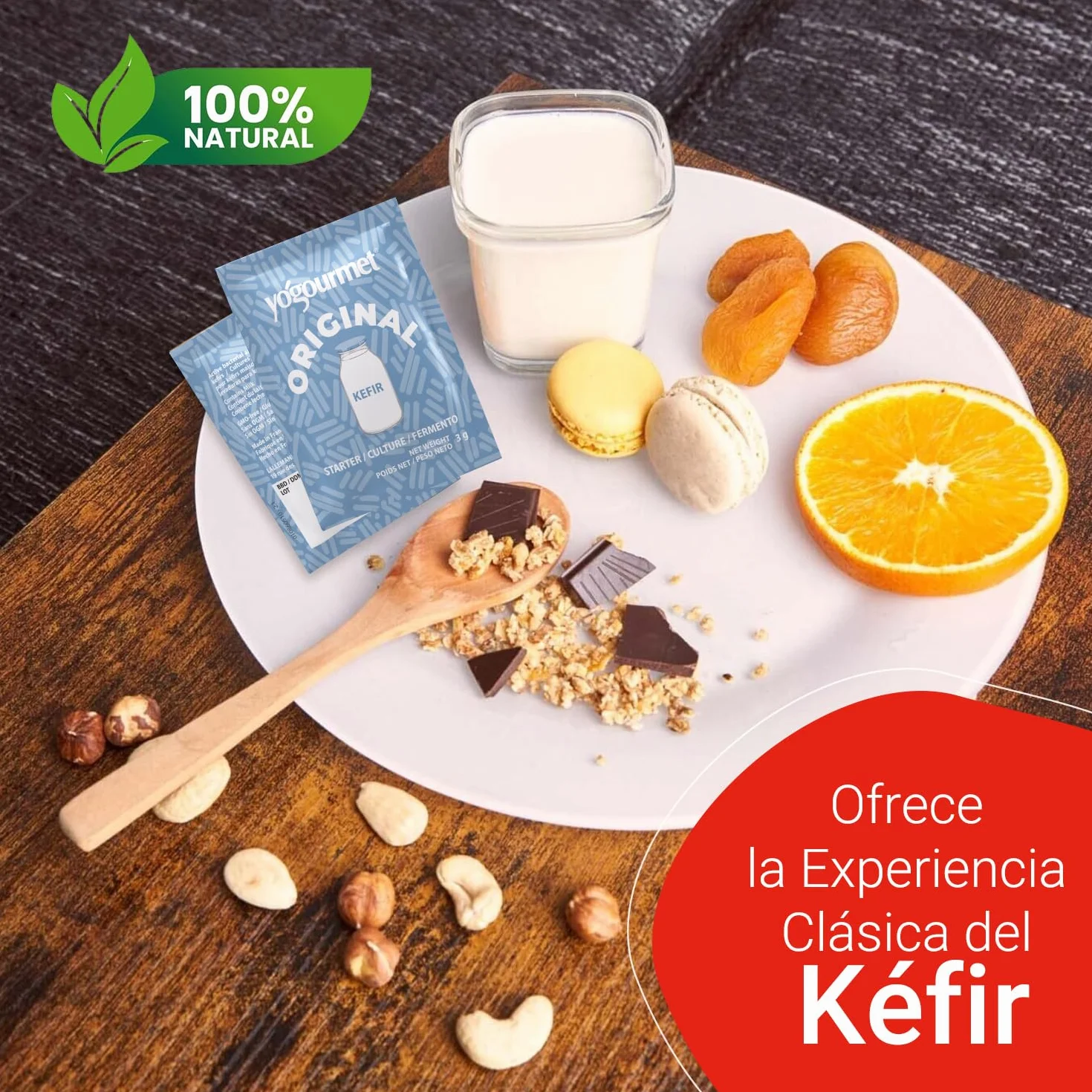 Yogourmet Fermentos para Kéfir 6 Sobres 6 Litros Natural Sin Gluten Kosher Halal