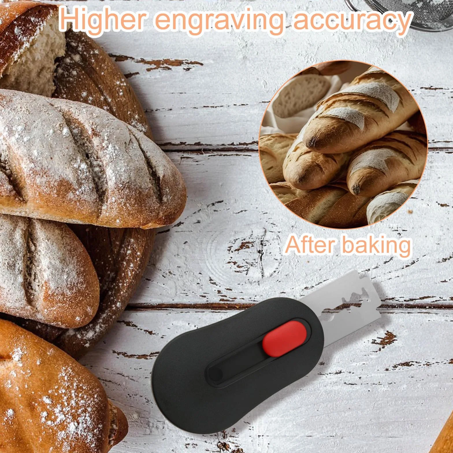 Gosknor Cortador de Masa de Pan, Extraíble y Magnética Herramienta para Pan con 5 Hojas Afeitar Acero Inoxidable Bread Scoring Tool para Suministros Hacer Sustento Horneado