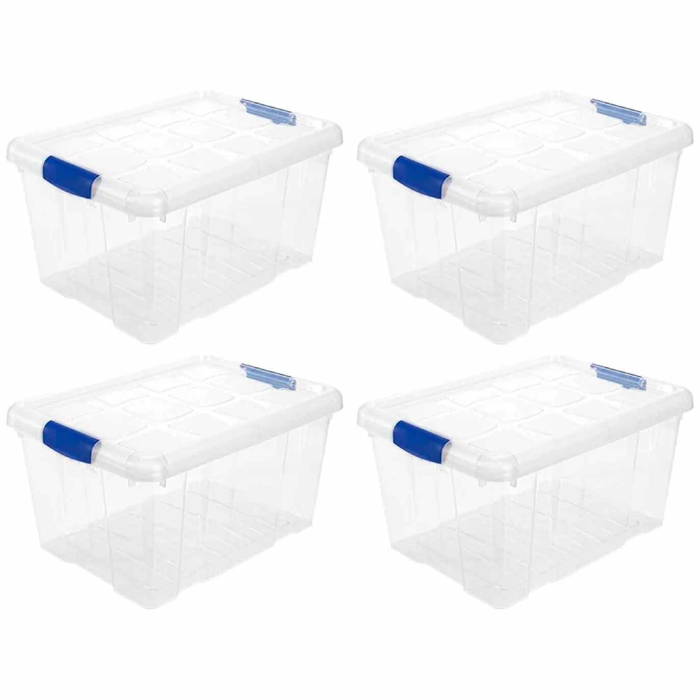 Pack de 4 Cajas de ordenación de plástico Transparente 16 litros 39,6 x 29,6 x 21,5 cm