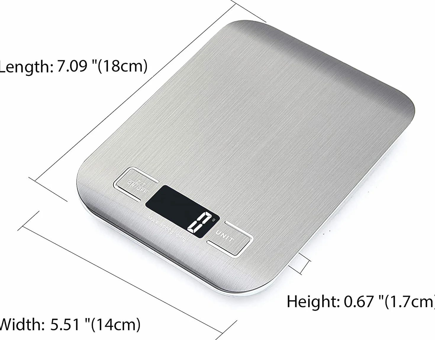 HomeFashion Báscula de Cocina Digital Acero Inoxidable 5 kg/11 lbs Pantalla LCD