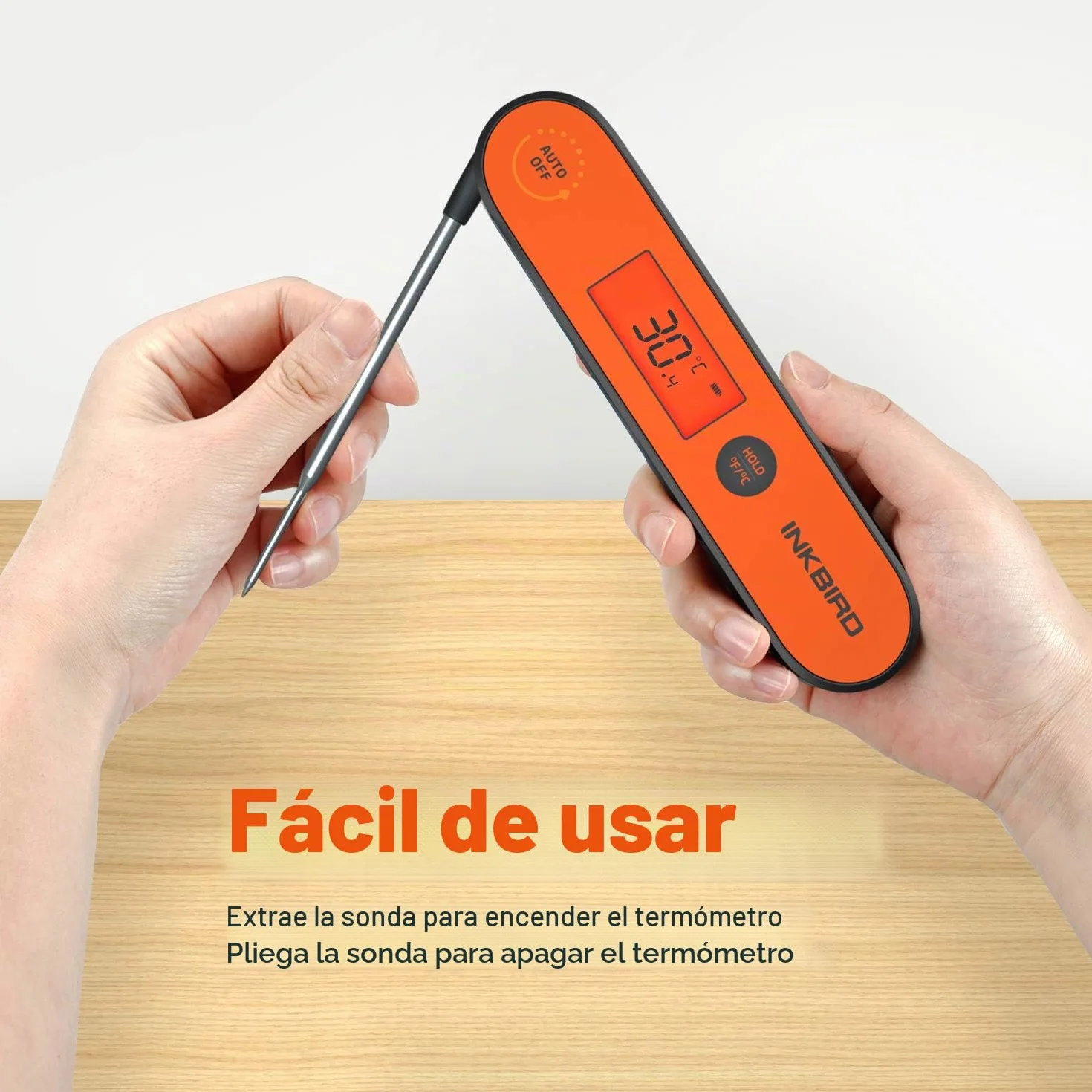 Inkbird IHT-1P Termometro Cocina, Impermeable Termometro Digital Cocina con sonda Larga Acero Inoxidable, Termómetro para carne Lectura Rápida，Conmutable °C/°F, Apto Para Parrilla, Carne, Líquidos