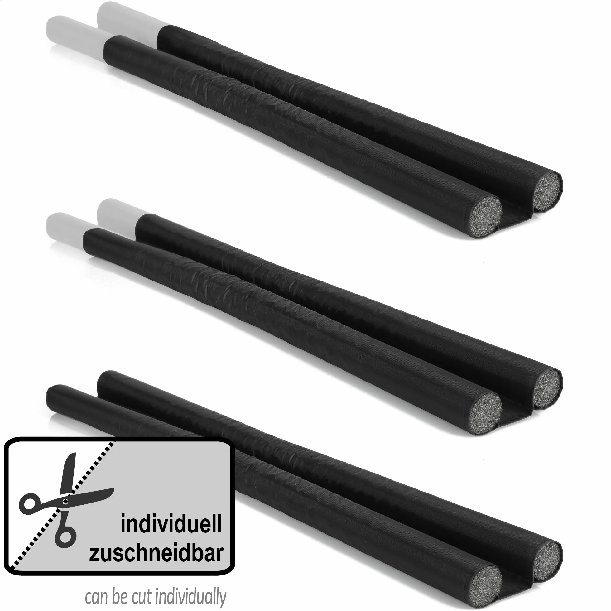 COM-FOUR® 3X Burletes para Puerta - Junta Inferior de la Puerta - Tope con Doble Junta - Protección contra Corrientes de Aire y Ruido - 86 cm (003 Piezas)