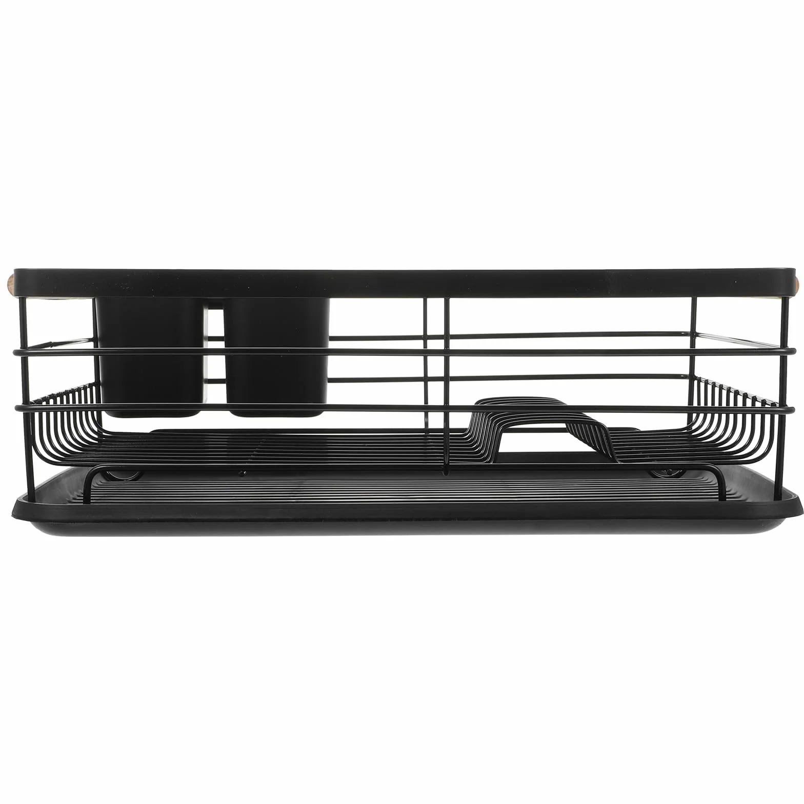 TOYANDONA Escurridor Bandeja de Drenaje de Hierro Negro Gran Capacidad de Platos y Soporte para Cubiertos, Diseño Multifuncional para Encimera de Cocina