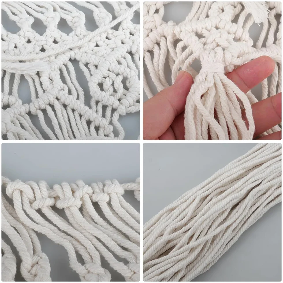 Cortina de macramé hecha a mano 72 x 190 cm bohemio beige