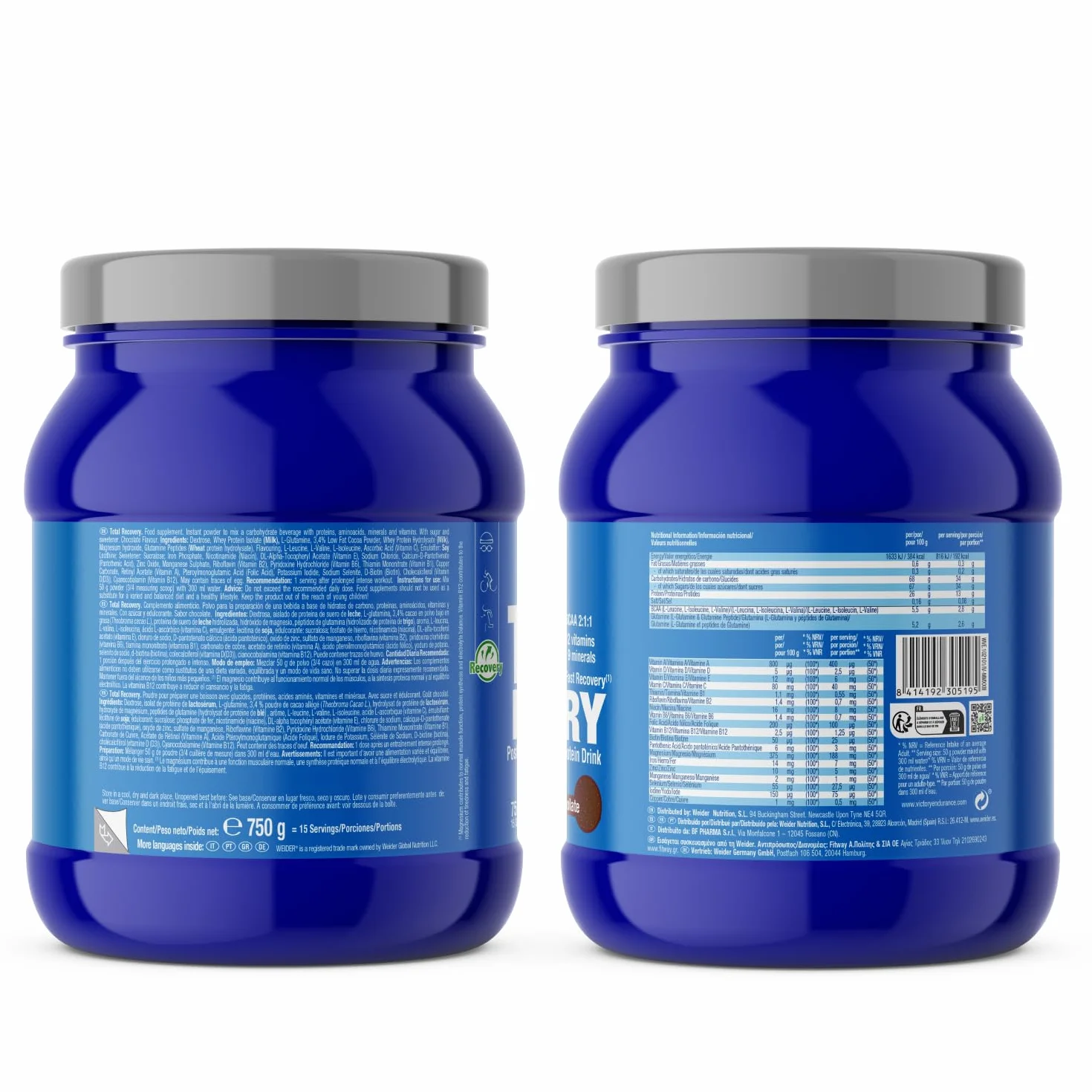 VICTORY ENDURANCE Total Recovery 750g Summer berries - Preparado Bebida Post-Entreno Carbohidratos Electrolitos Proteínas BCAA 2:1:1
