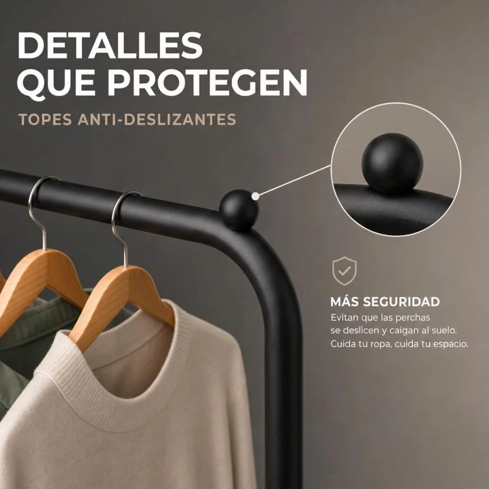 Perchero Colgador de Ropa Doble Metálico 110x150x54 cm con Soporte para Zapatos Negro