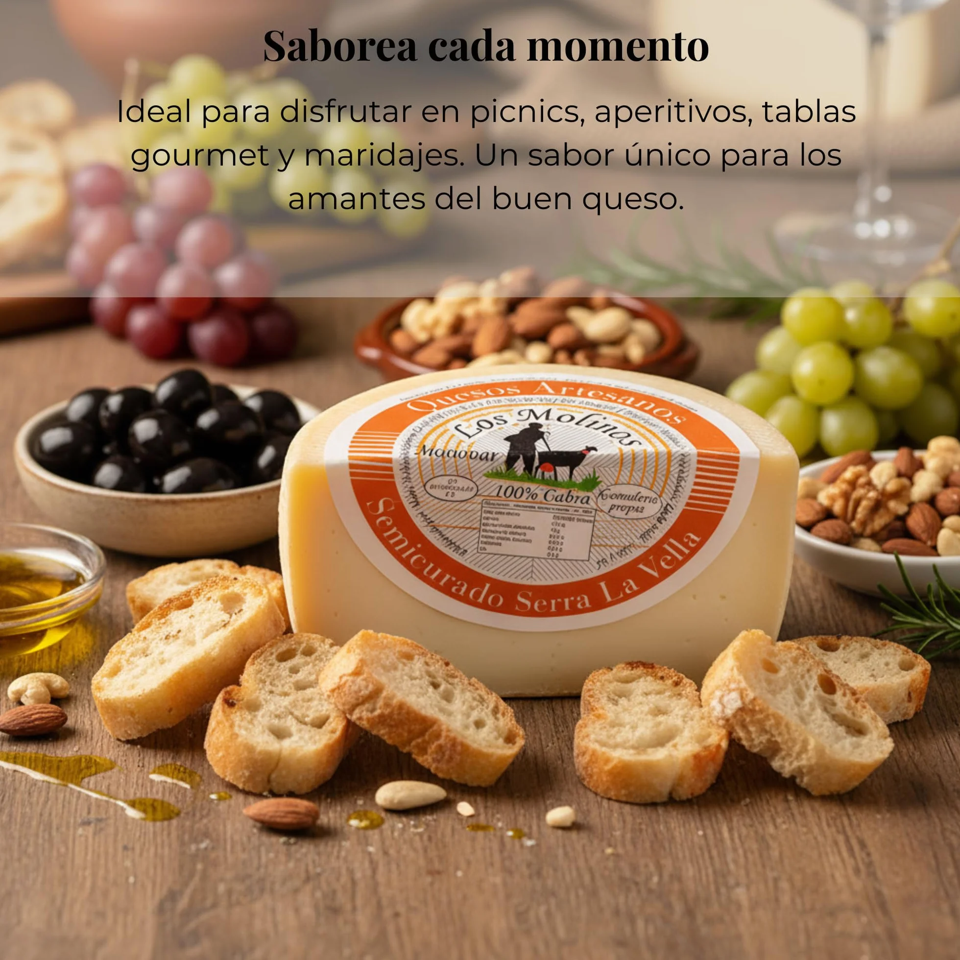 Serra La Vella Queso Artesano Semi Curado 100% Leche de Cabra Caja Madera