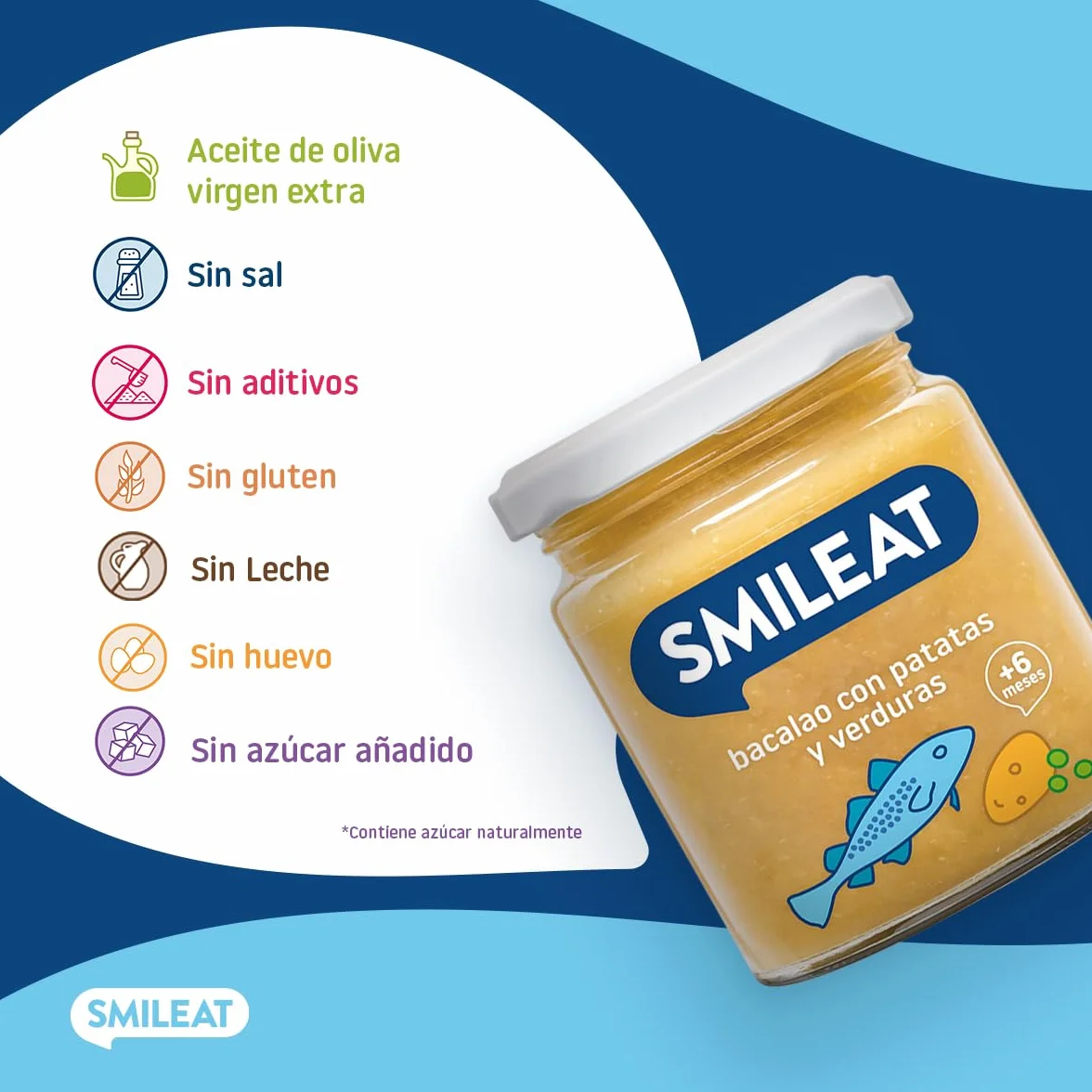 Smileat Tarrito infantil Bacalao con Patata y Verduras 6 Meses 230g