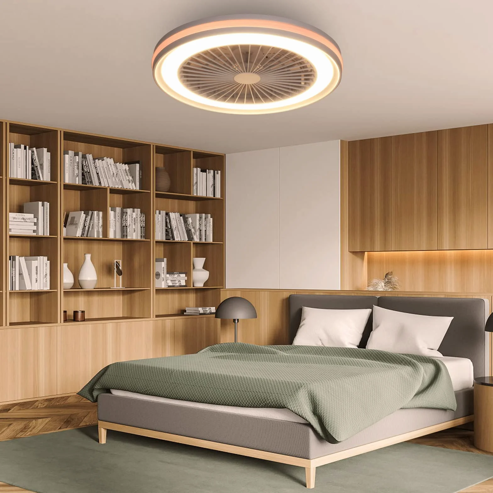 activeallbrite Ventilador de Techo con luz，Motor DC 20W LED 40W, RGB 3000K-6500K ，Velocidad del Viento ajustable con Control Remoto, Adecuado Para 10㎡-13㎡ Cocina, Sala de estar, Dormitorio，Ø47CM