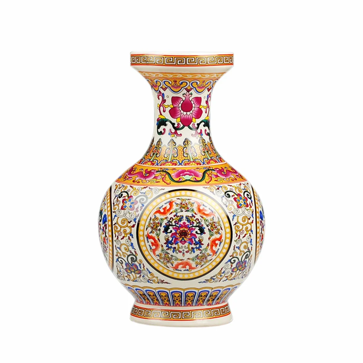 fanquare Jingdezhen Jarrón Flores de Cerámica, Florero Decorativo de Porcelana Hecho a Mano para Centros de Mesa, Altura 25cm