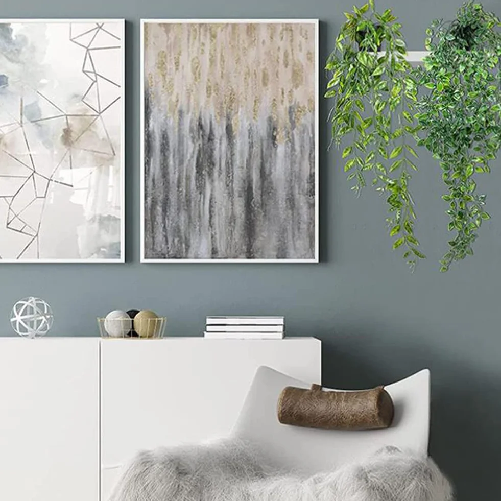 Plantas Artificiales Colgantes con Maceta, 2 Pcs Decorativas para Estante Interior