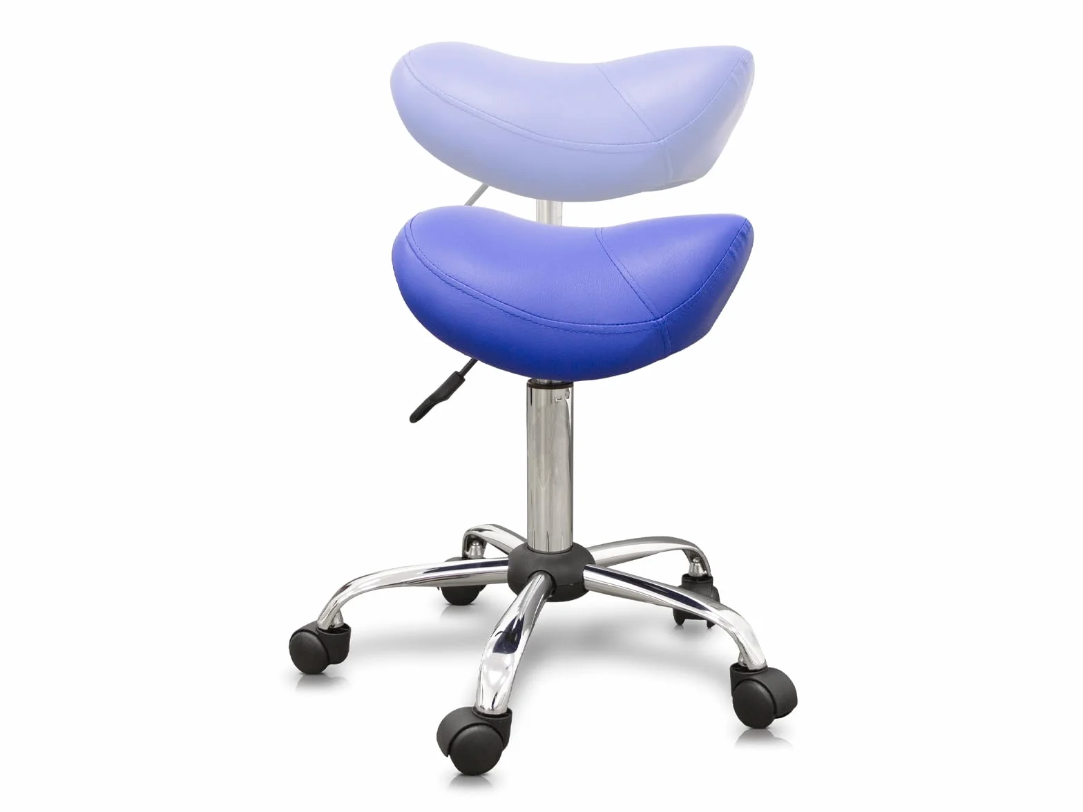 QUIRUMED Taburete Tipo Pony Ergonómico con Base de Acero, Negro, Polipiel, Regulable, hasta 150 kg