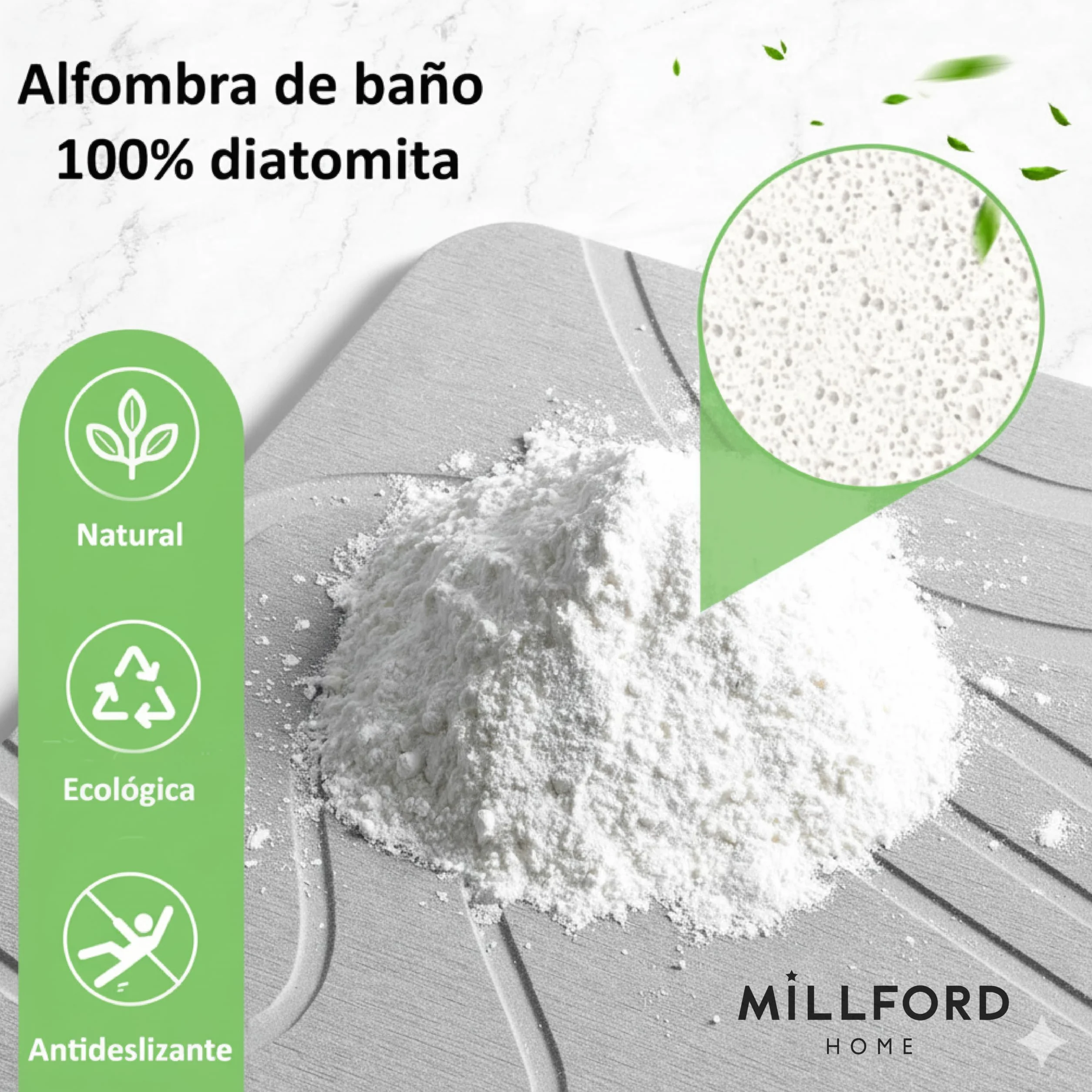 Alfombrilla de baño Antideslizante de Piedra diatomita Premium | Alfombra Absorbente de Ducha de Secado rápido, ecológica, antibacteriana