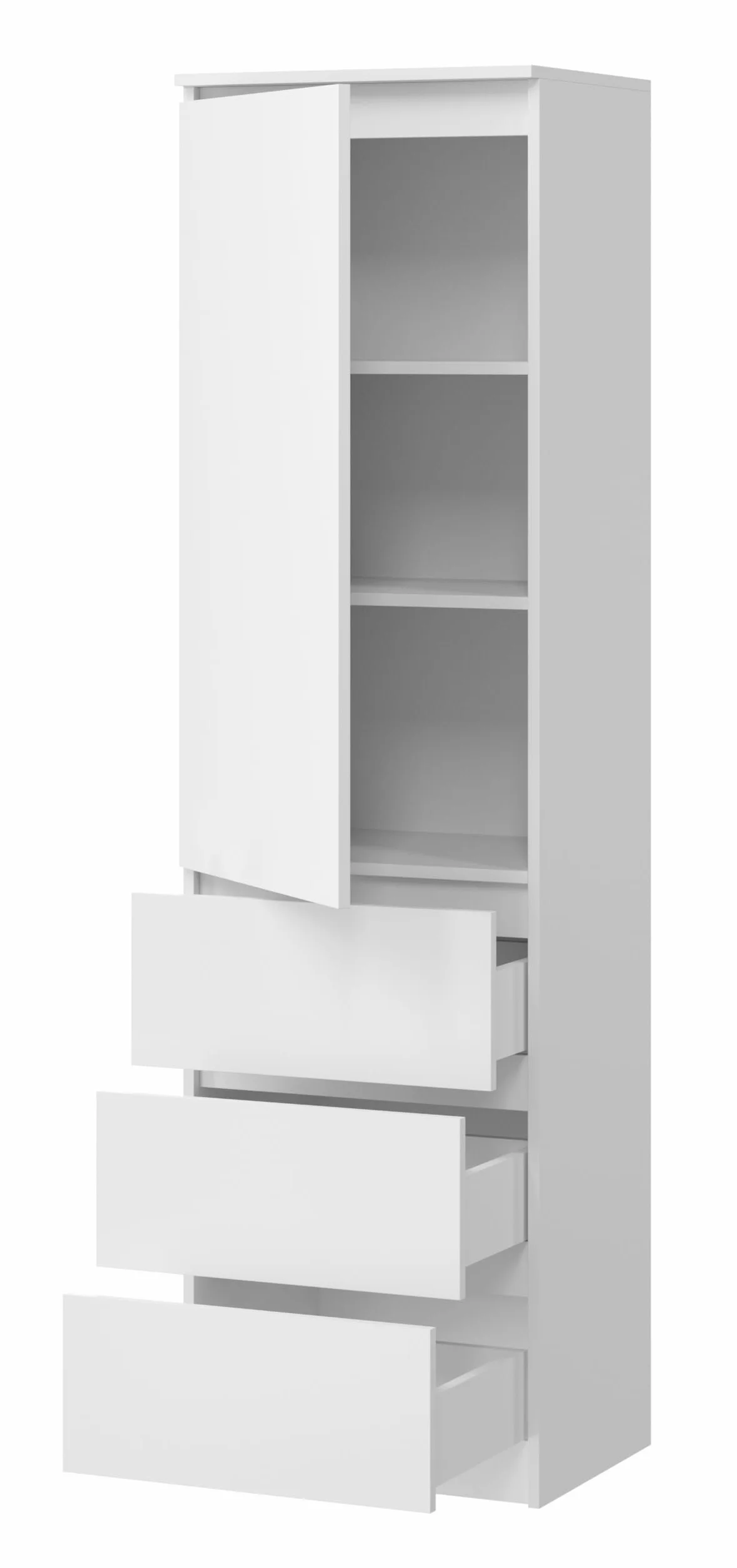 Armario Multiusos con 3 cajones 3 Compartimentos y Puertas - Armario para hogar y Oficina 180,5x50x40cm (Blanco)