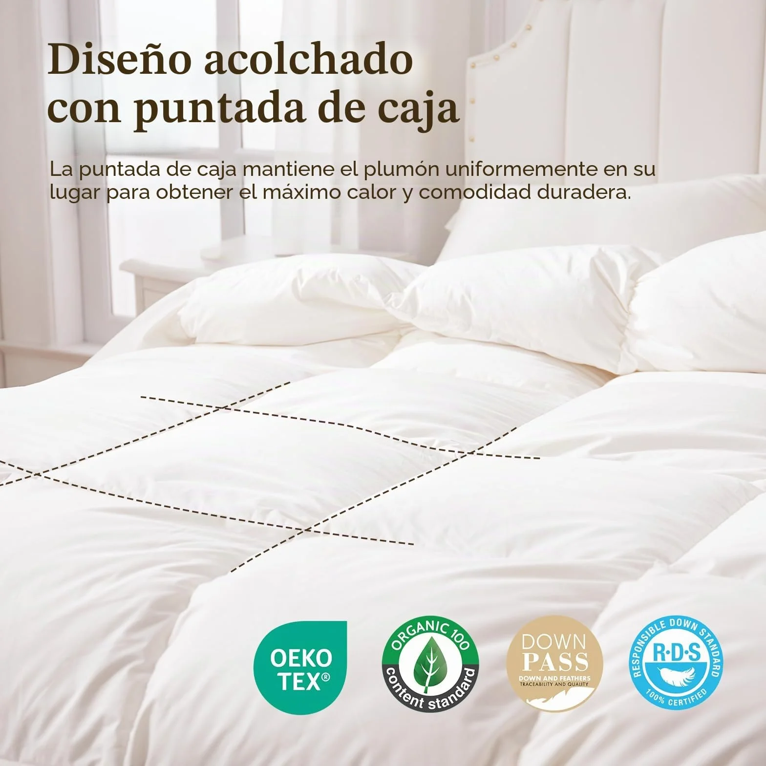 DWR Edredon Cama 105/120,Edredón de Plumas y Plumón 200x200 cm,Invierno cálido 450gr/㎡,100% Algodón,Suave, Transpirable,Certificado Oeko-Tex y RDS, Blanco