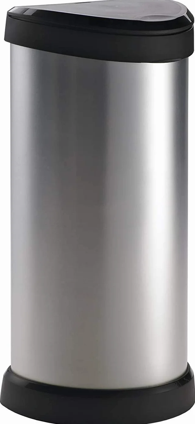 Curver Touch 177729 - Cubo de Basura, Mecanismo de Apertura con Toque, 40 L, Color Gris metálico