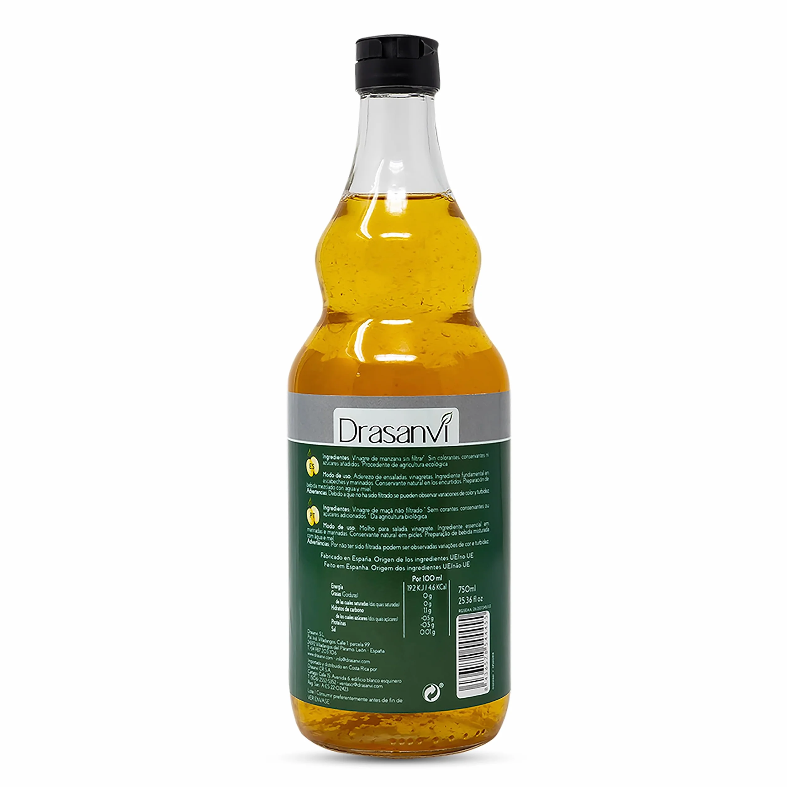 DRASANVI VINAGRE DE MANZANA MADRE SIN FILTRAR CERTIFICADO BIO 75cl