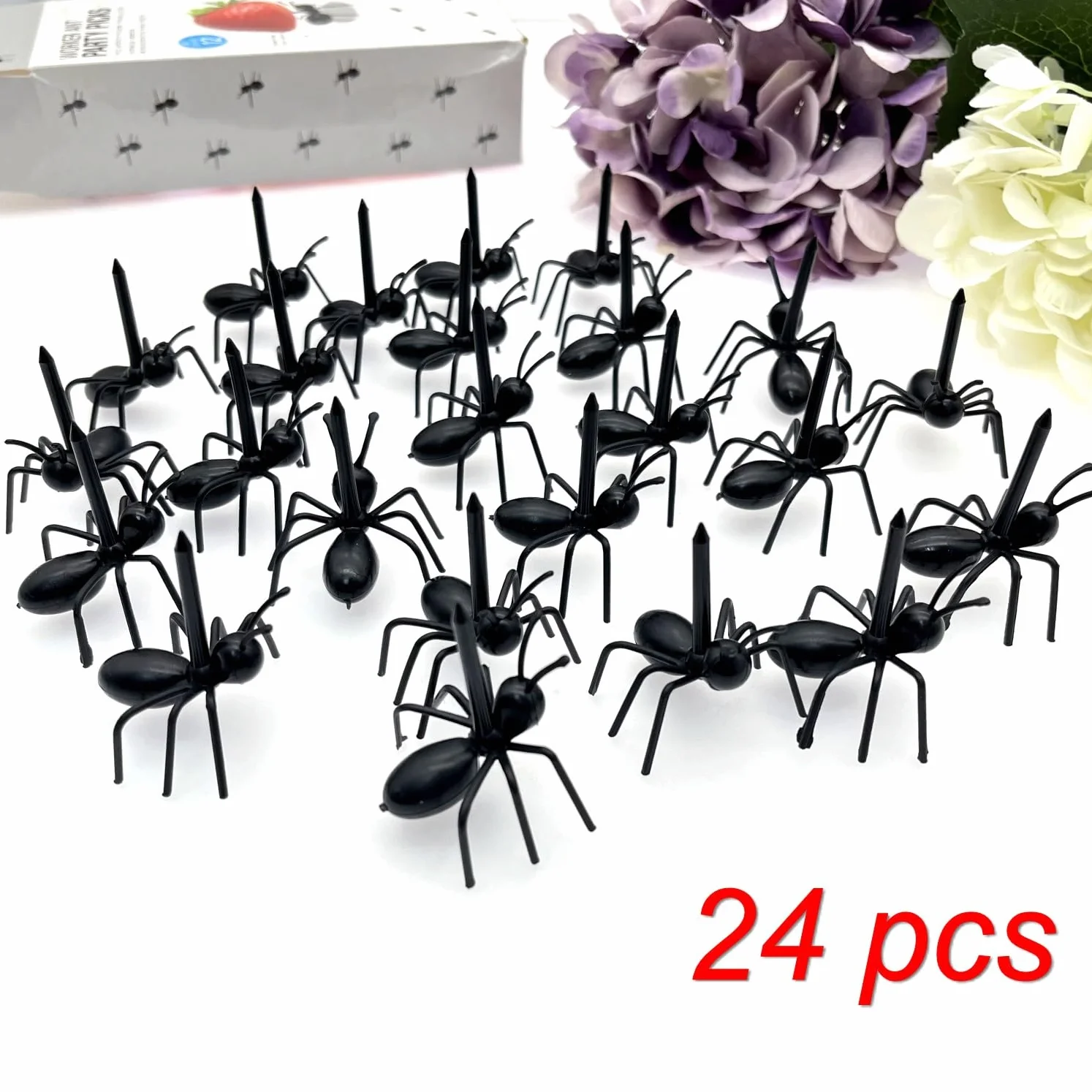JZK 24 piezas mini tenedores de frutas forma de hormiga para niños