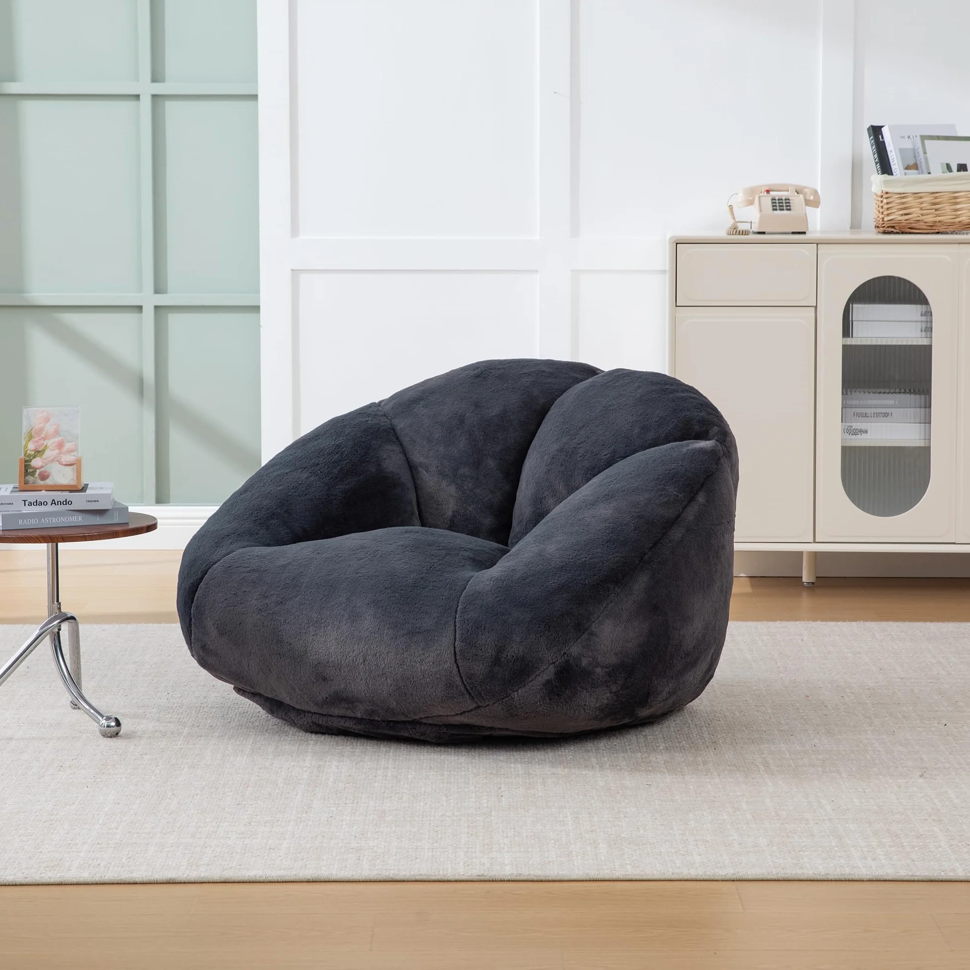 SACOOL Puf de felpa suave Sofá Puf antideslizante Funda no extraíble No requiere montaje Perfecto para la sala de estar, el salón o el dormitorio