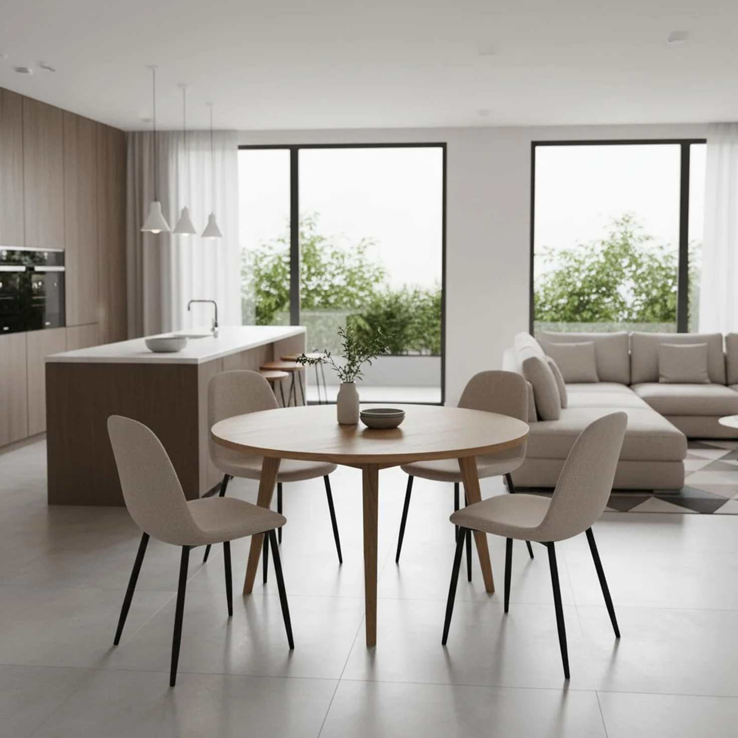 Homy Casa Juego de 4 sillas de Comedor de Tela Suave flameada, sillas Laterales escandinavas con Patas de Metal Negro para Cocina, Comedor, Sala de Estar, Dormitorio, Beige Oscuro