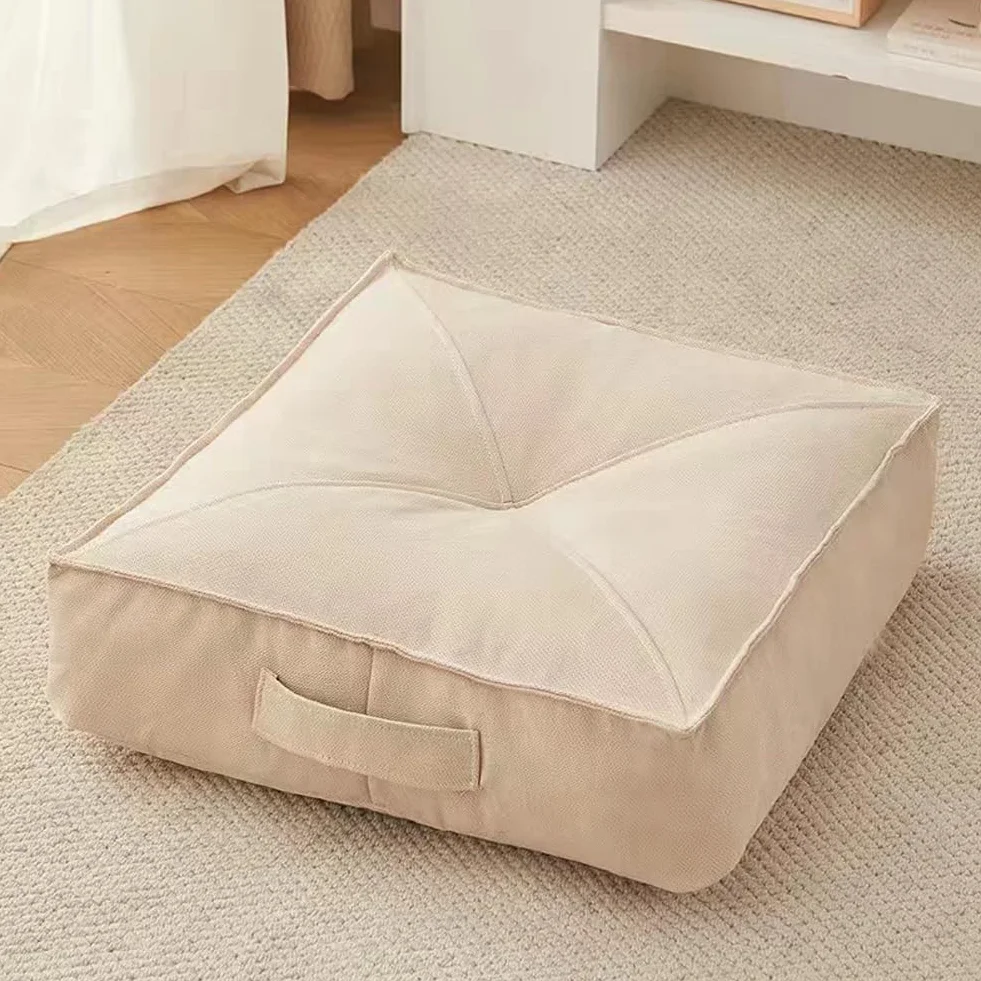 Cojín reductor de presión muy grueso de 15 cm, redondo/cuadrado 100 % algodón para silla, coche, oficina, silla para personas mayores post-operatorio, silla de ruedas (cuadrado beige, 40 x 40