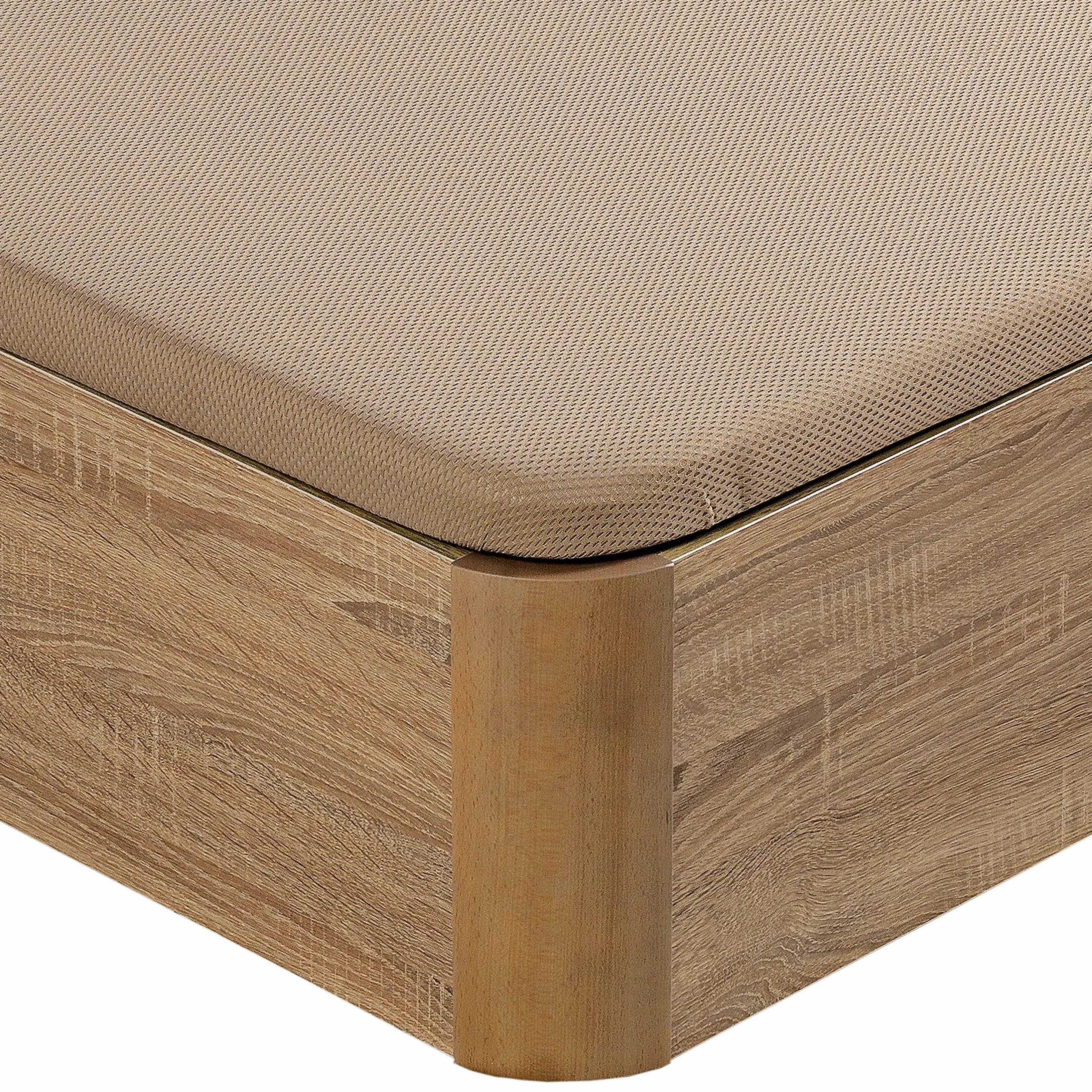 What The Sleep | Canapé Abatible de Madera Gran Capacidad | 135x190 | Montaje y Retirada Usado Incluido | Natural | 32 cm | Apto Todos Colchones | Esquinas Delanteras Redondeadas | Storage Bed