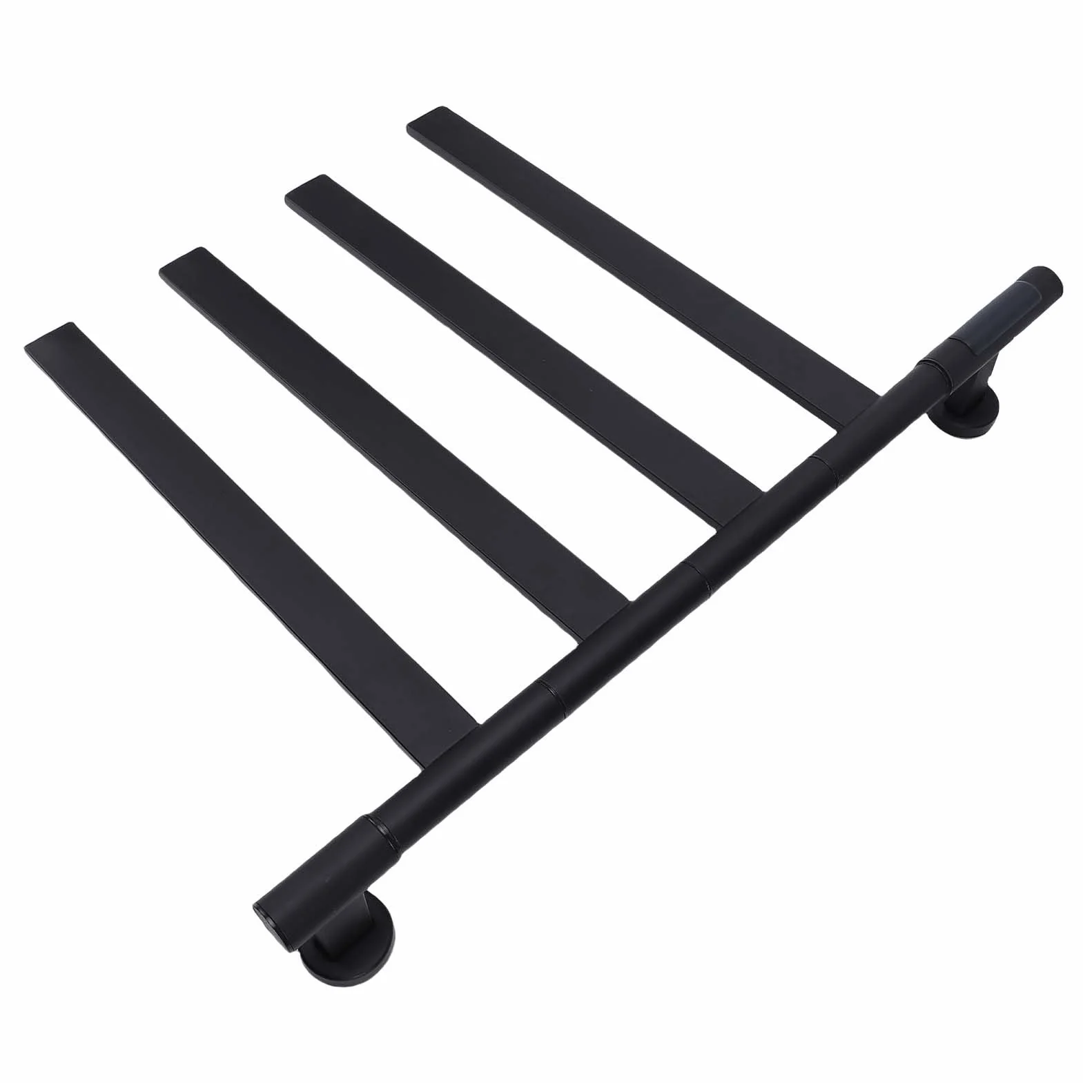 FTVOGUE Toallero Eléctrico Inteligente con Calefacción, Calentador de Toallas con Calefacción de 75 W, Calentamiento Rápido, 4 Brazos Giratorios de 180° con (Tubo Cuadrado Negro Giratorio (Enchufe