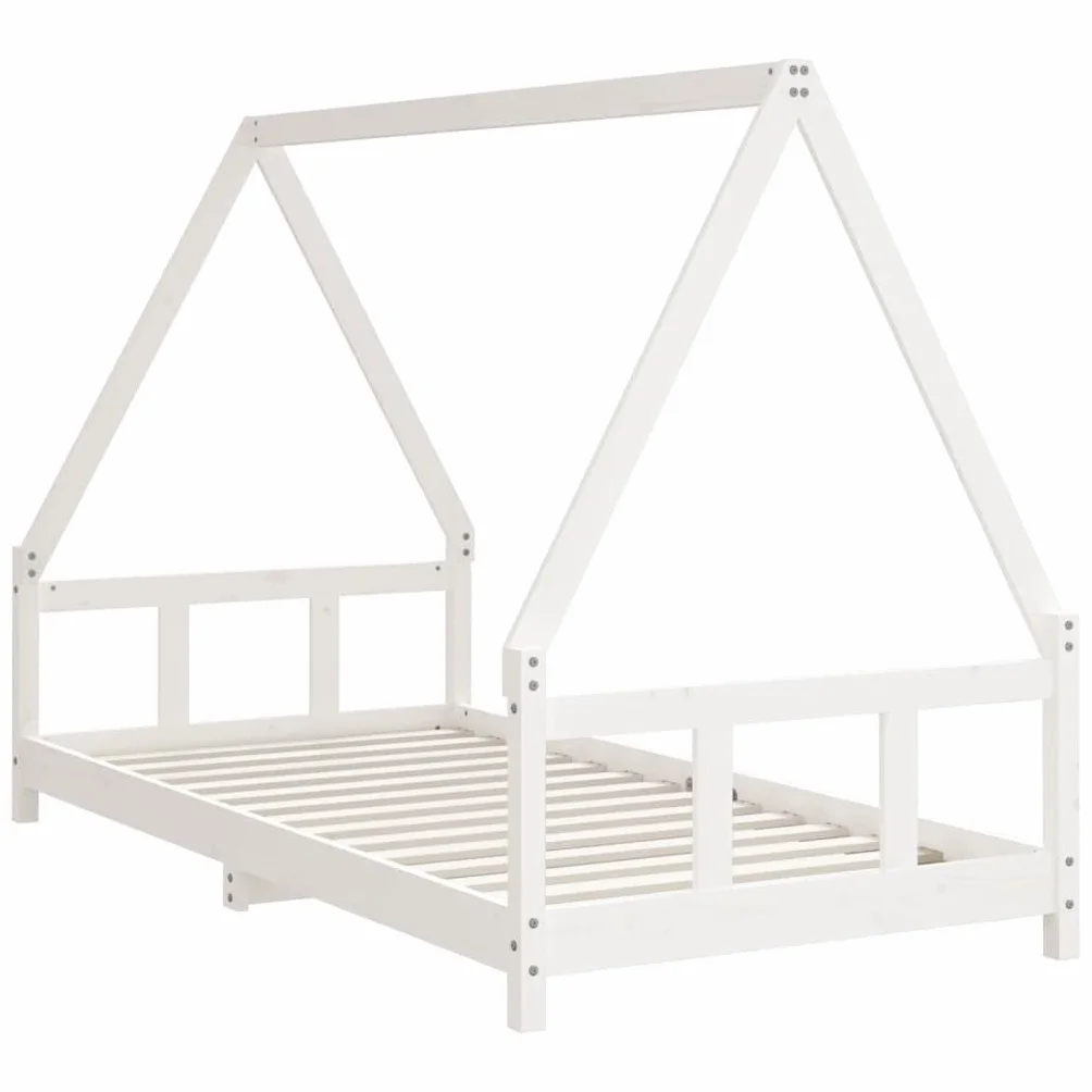 vidaXL Estructura de Cama para niños Madera de Pino Blanco 90x190 cm, Cama Infantil, Cama Individual para niños, Cama Forma de casa, Cama para niños