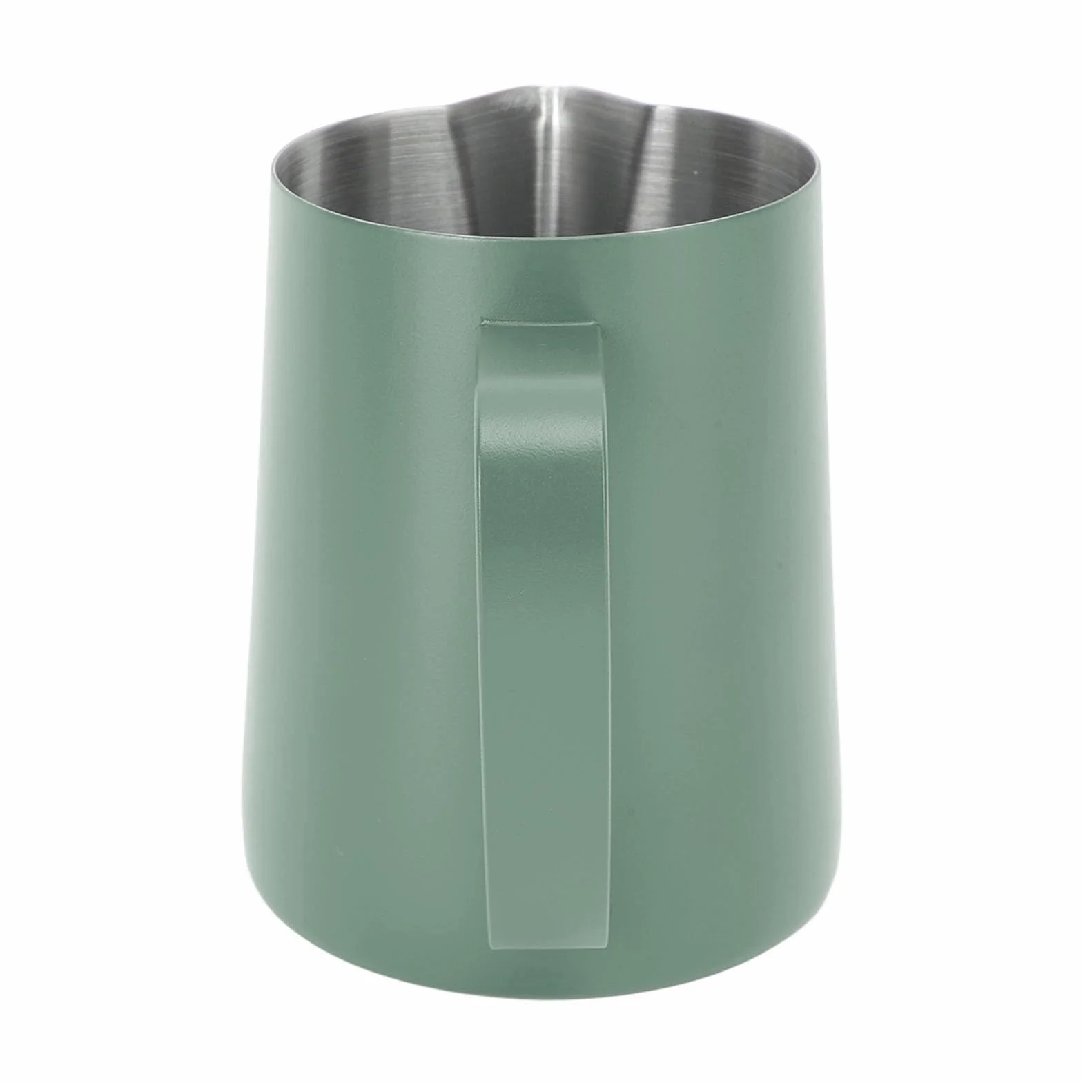 SIXRUN Jarra de café con Leche, Taza para Espumar Leche de Acero Inoxidable de 600 Ml con Boca Puntiaguda para Latte Art, Perfecta para Baristas Caseros y Amantes del café (verde oscuro)
