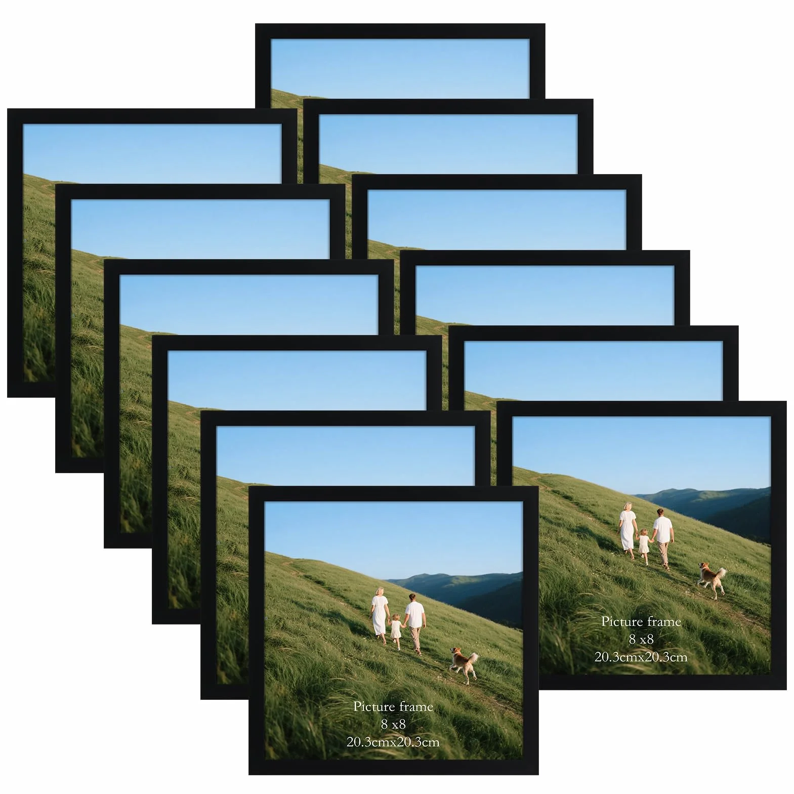 Giftgarden Juego de 12 Marco 20x20, Marcos para Cuadros de PVC Negro Ideal para Fotos, Pósters y Certificados, para Colgar en la Pared o Colocar Sobre una Mesa