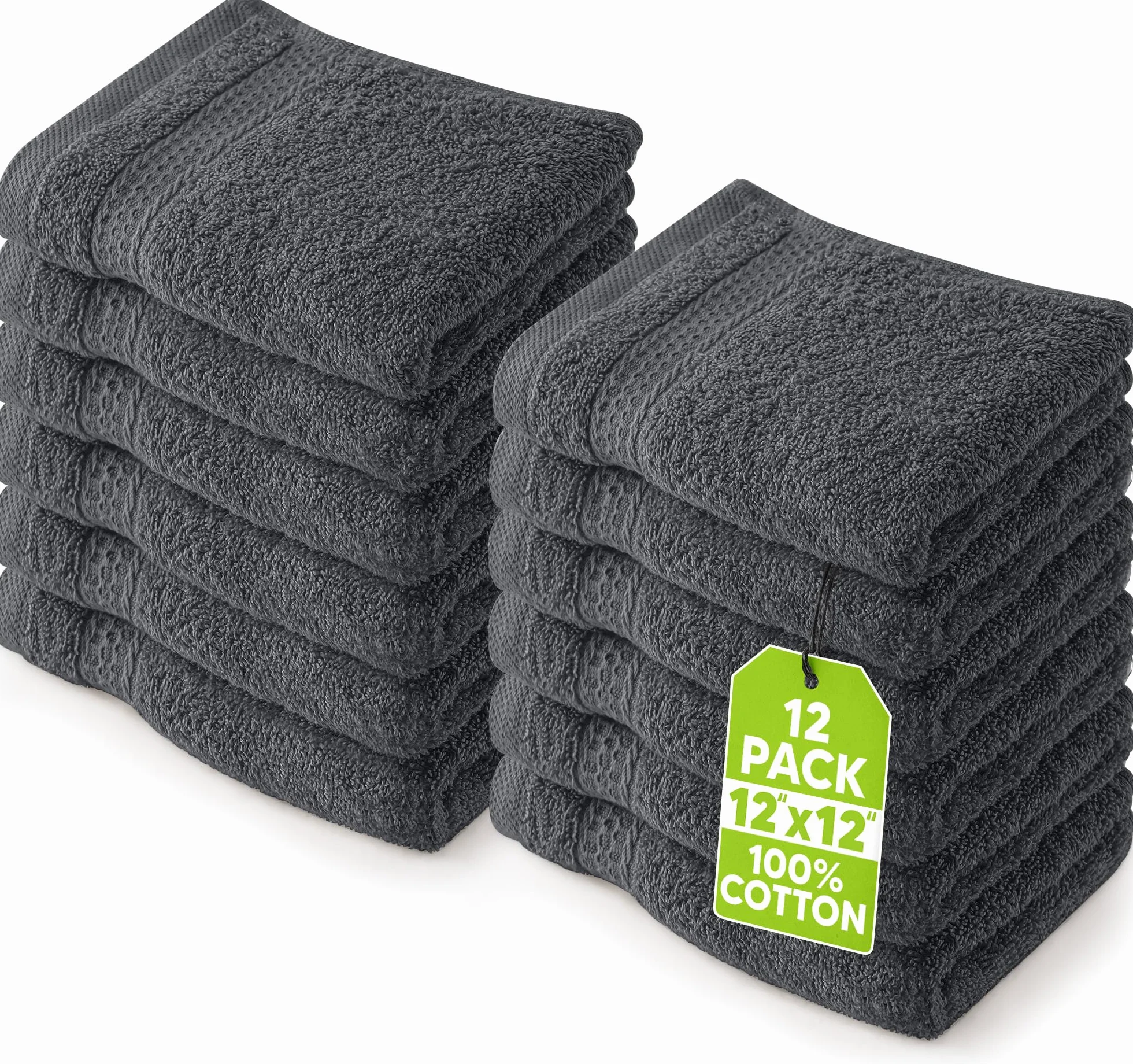 Utopia Towels Juego de Toallas 30x30 cm Gris 100% Algodón Toallas de Mano Paquete de 12