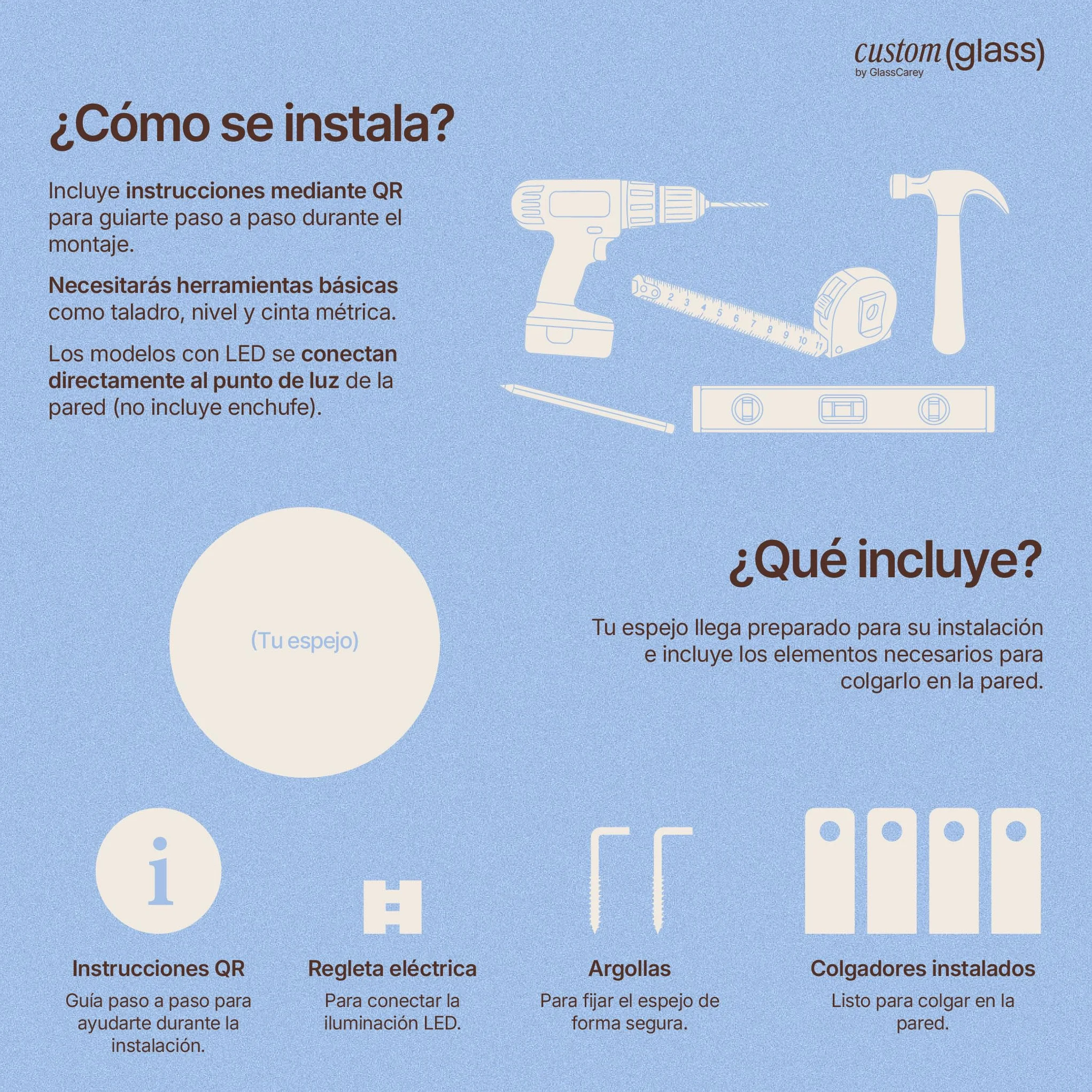 CustomGlass Espejo de Baño con iluminación Led Redondo Varias Medidas con Forma Circular Pared (Redondo 60 cm)
