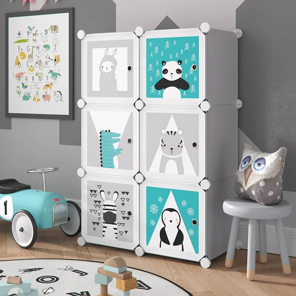 Vicco Estantería para niños Andy Gris 74.5 x 110 cm 6 Compartimentos Panda