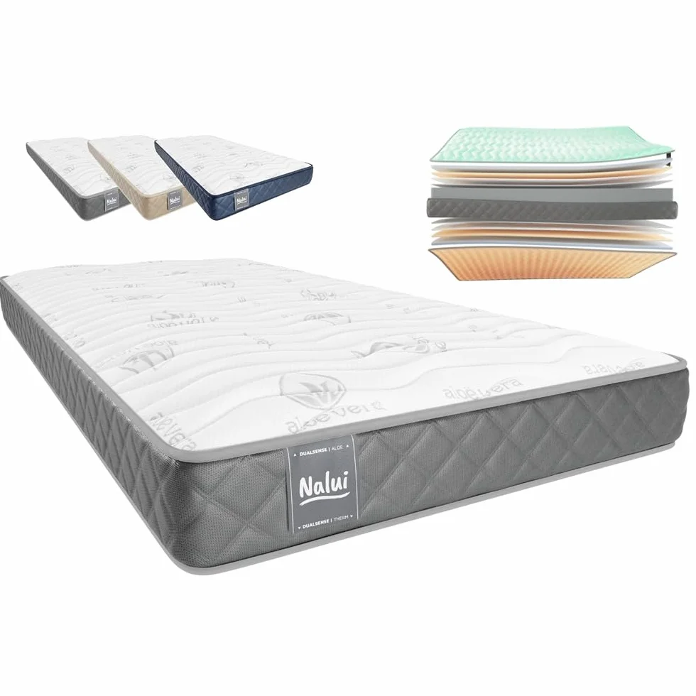 Don Descanso - Colchón 90x200 Viscoelastico Mulhacen DualSense, Altura ± 15cm. Multicapa con Núcleo GravityFoam, Firmeza Alta, Doble Cara Invierno/Verano, Transpirable. Fabricado en España, Gris