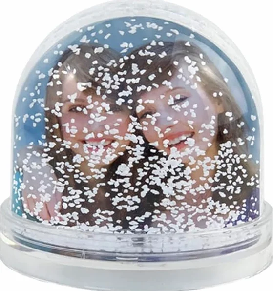 Bola de Nieve Personalizada con Foto Copos Estrellas Corazones Purpurina Adorno Árbol Decoración Navideña (Estrellas)