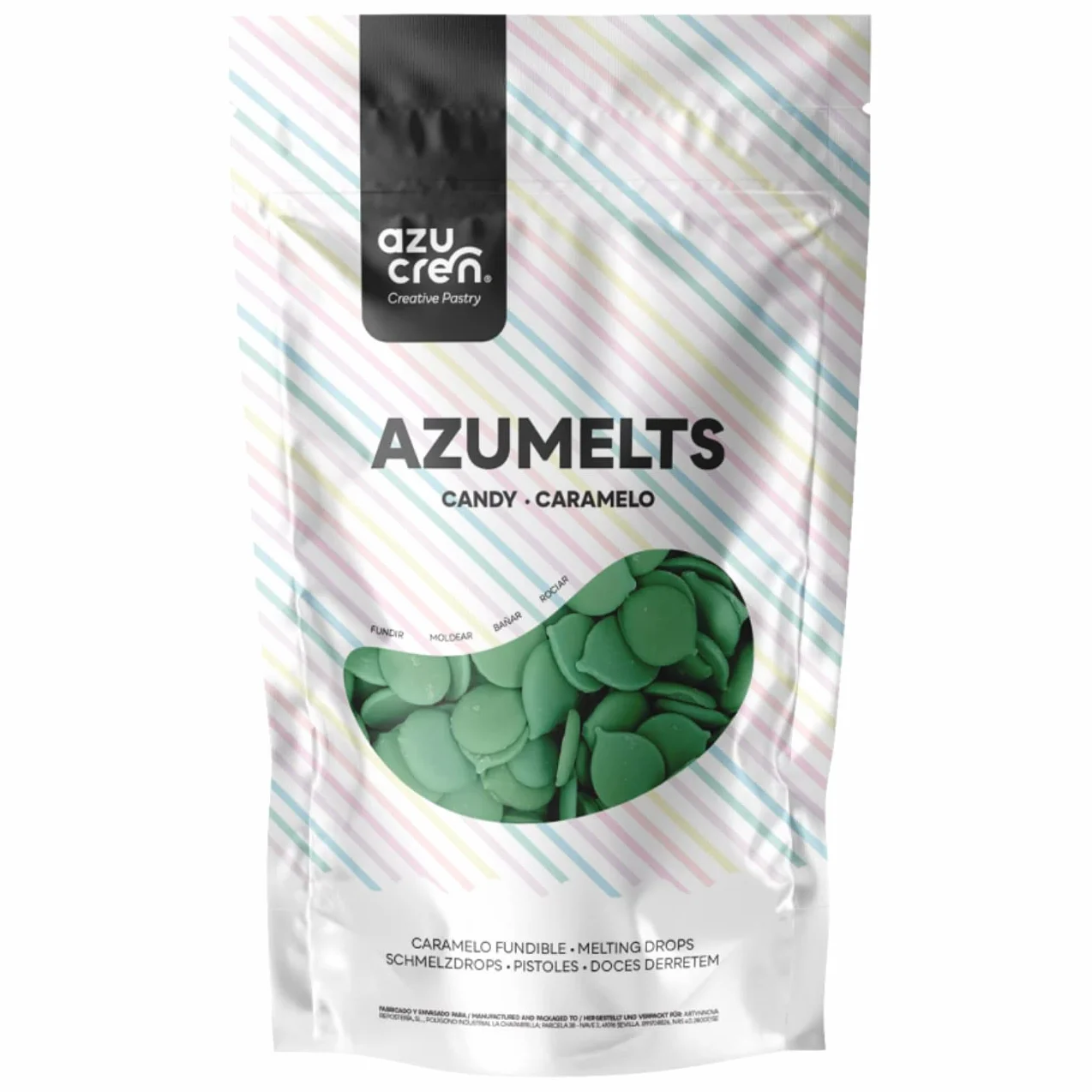 Melts Verdes de Chocolate para Derretir, Perlas de Caramelo Fundible para Repostería, 250 G