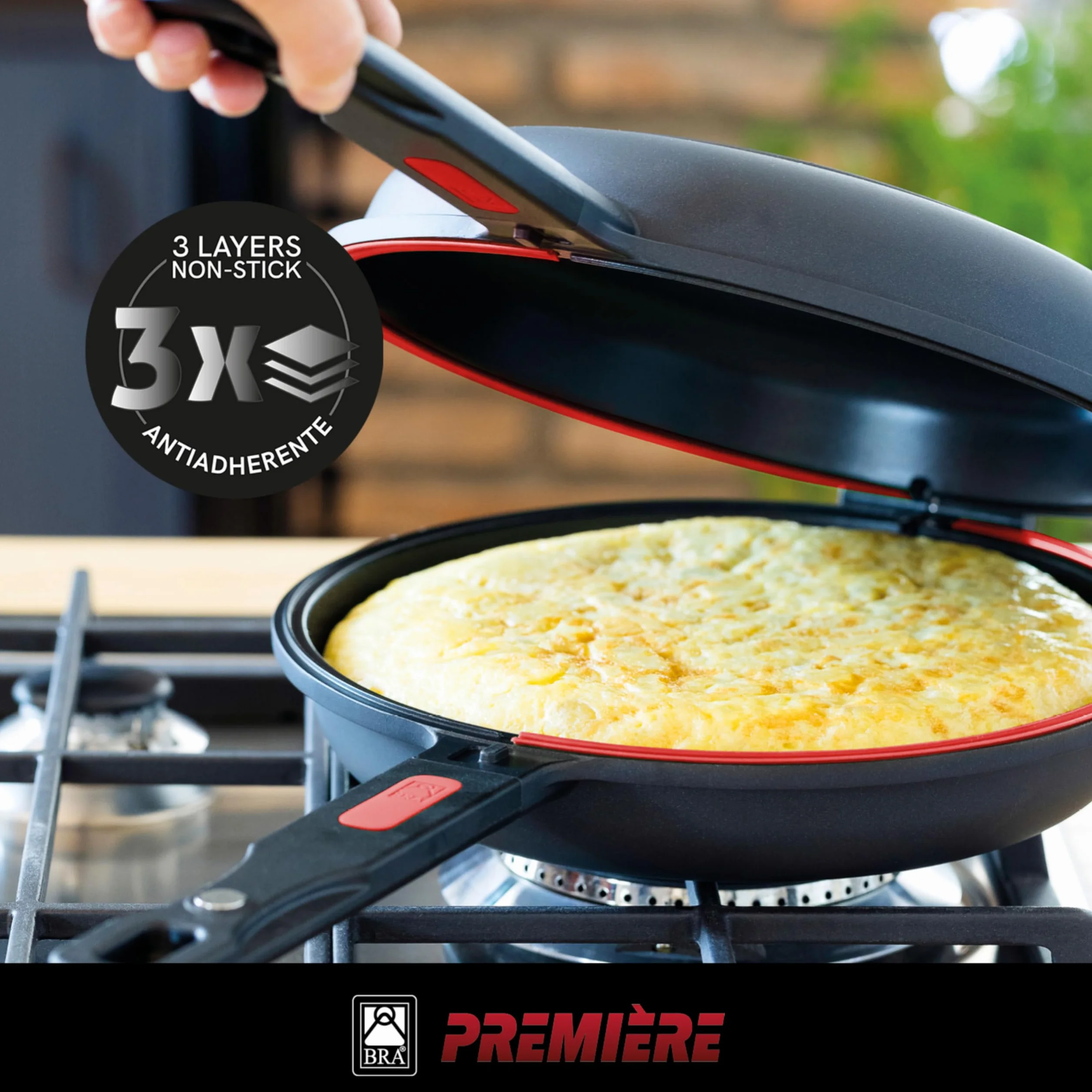 Sartén Doble para Tortilla de Patatas 24 cm Aluminio Fundido Triple Capa Antiadherente sin PFOA