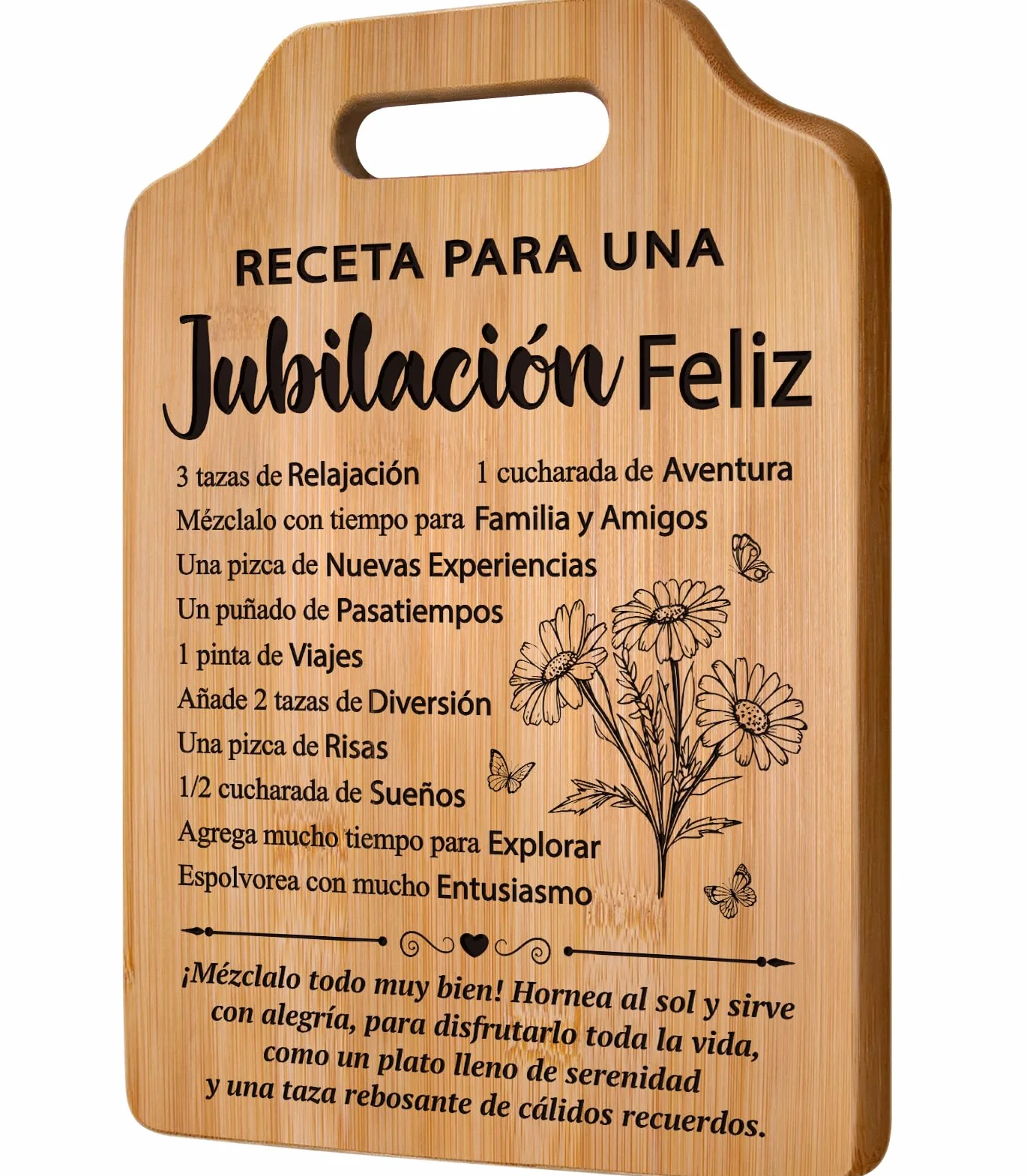 Tabla de Cortar de Bambú Regalos Jubilación Mujer Ideas Originales