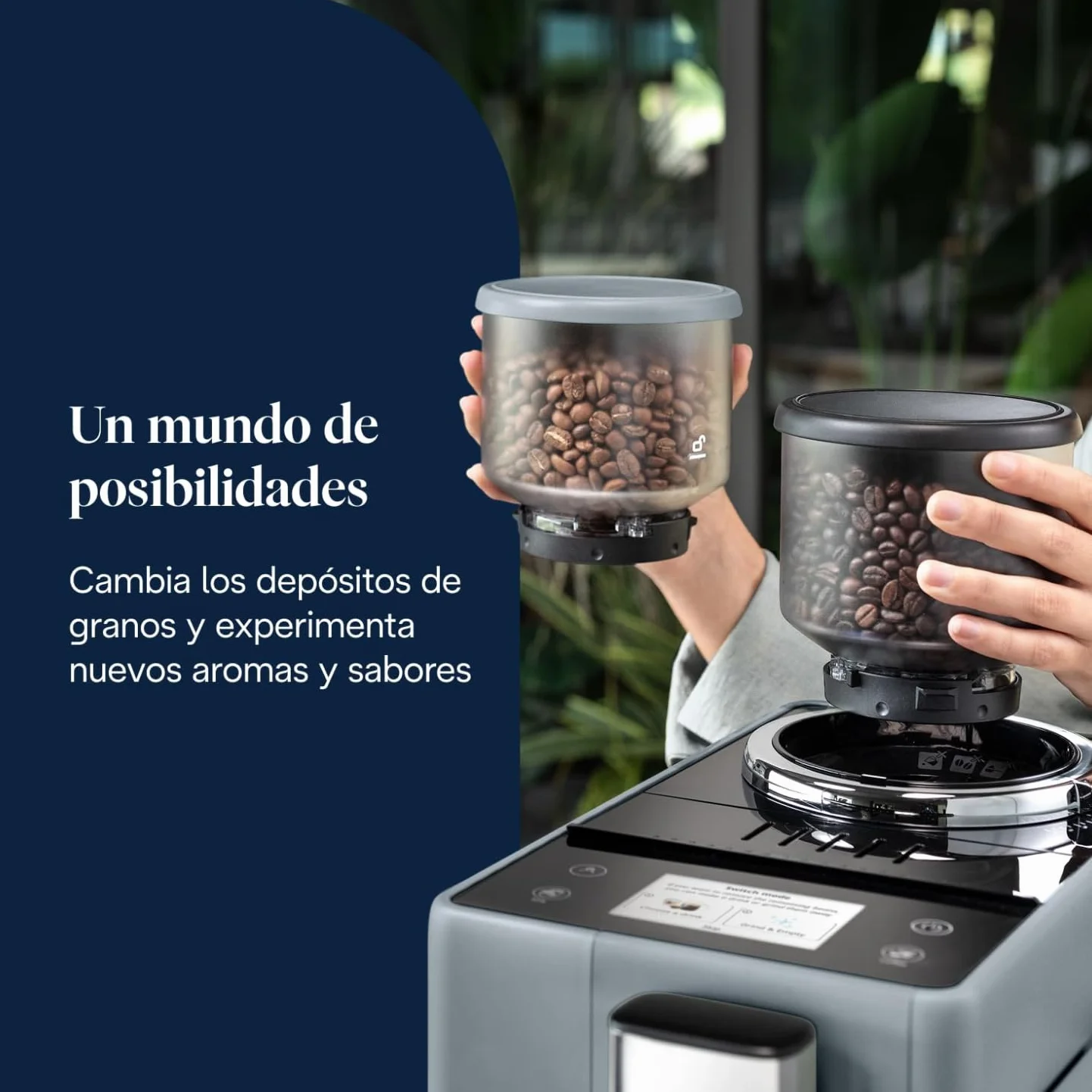 De’Longhi Cafetera Superautomática Rivelia LatteCrema 16 Bebidas One-Touch Pantalla Táctil Depósitos de Granos Intercambiables Gris