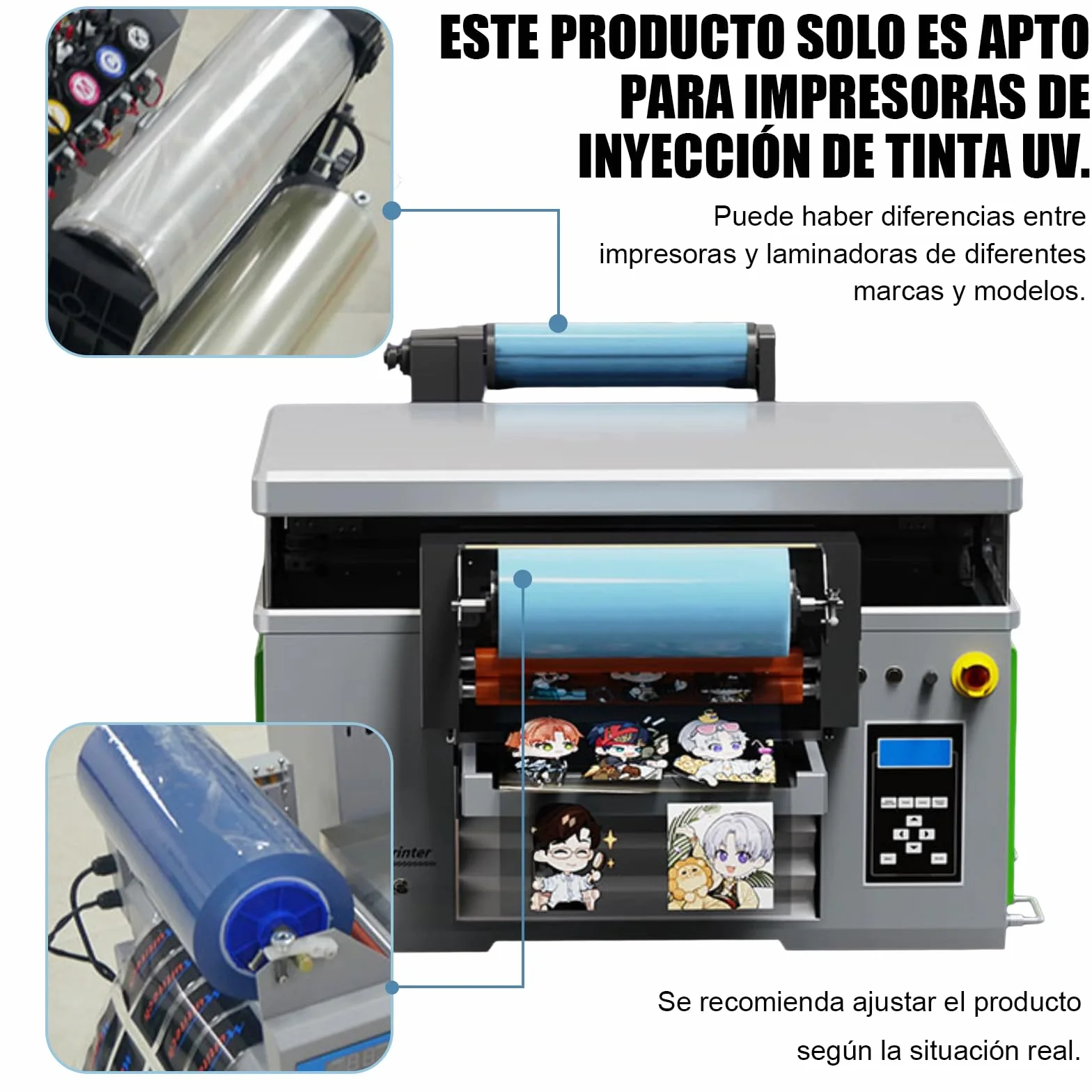 Adhesivo de Transferencia Personalizado UV DTF, Rollo de Películas AB para Impresora de Inyección de Tinta UV de 30cm x 100m, Impresión Directa sobre Metal Cremoso (Base Transparente)