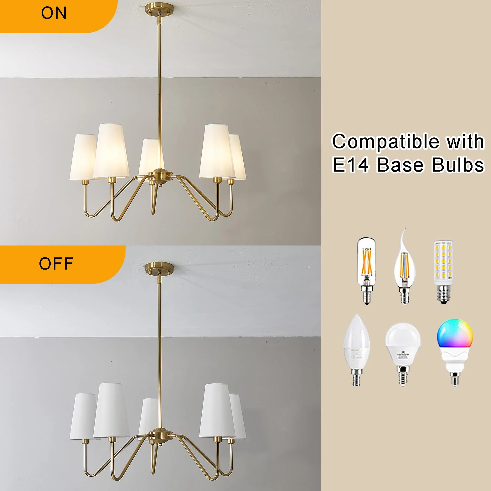 Moderna lámpara de salón lineal suspensión luminaria para isla de cocina con pantalla de tela blanca, suspensión regulable en altura para sala de estar dormitorio pasillo(dorado 5 heads)