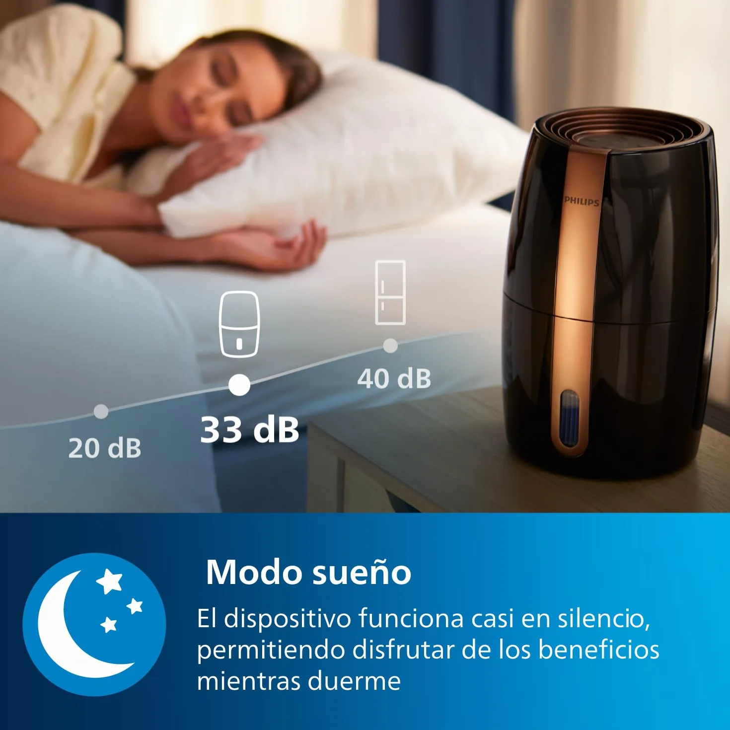 Philips Serie 2000 NanoCloud Humidificador 200 ml/h 2L Ultra silencioso 33 dB Negro HU2718/10