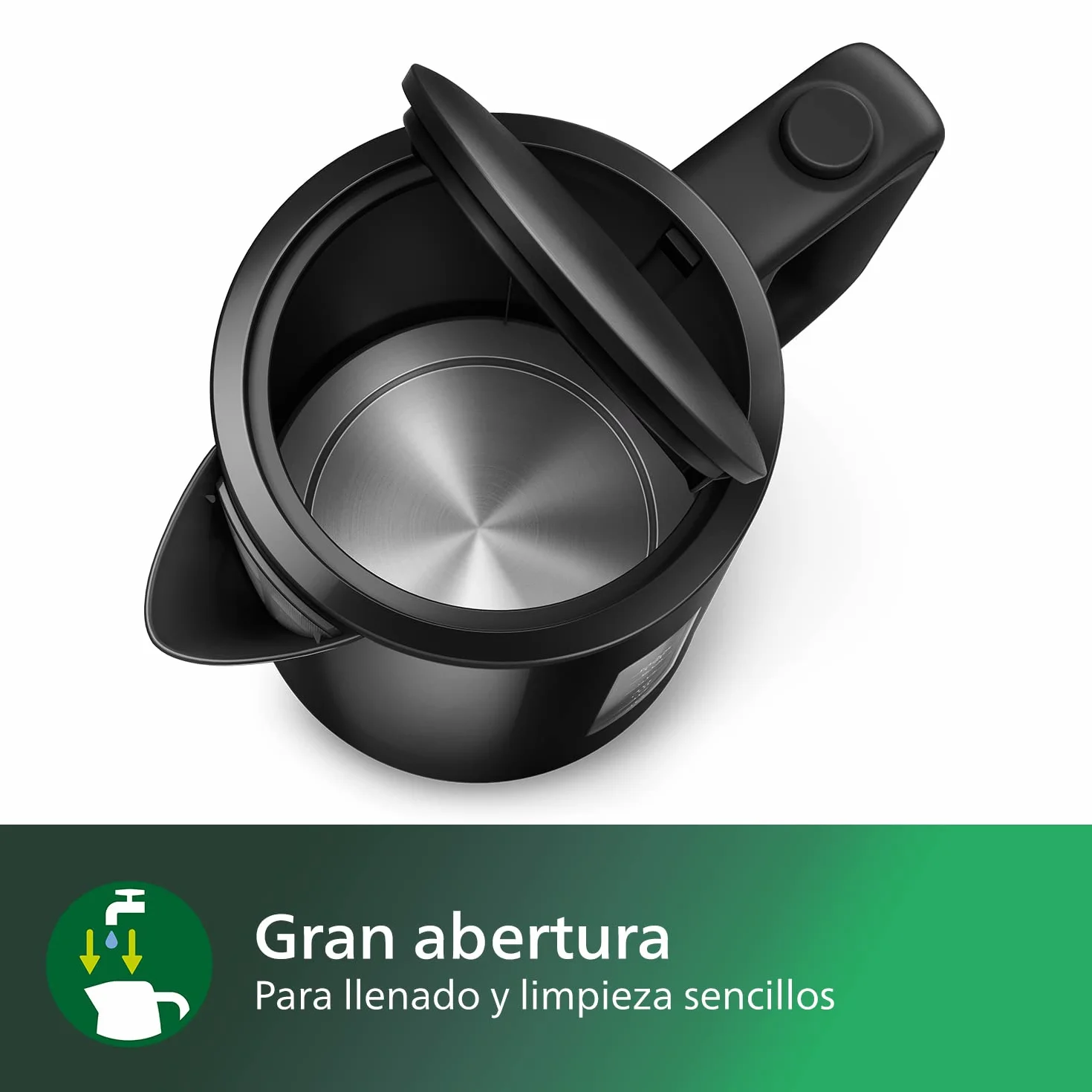 Philips Hervidor Serie 3000 1.7L Tapa con resorte Negro HD9318/20