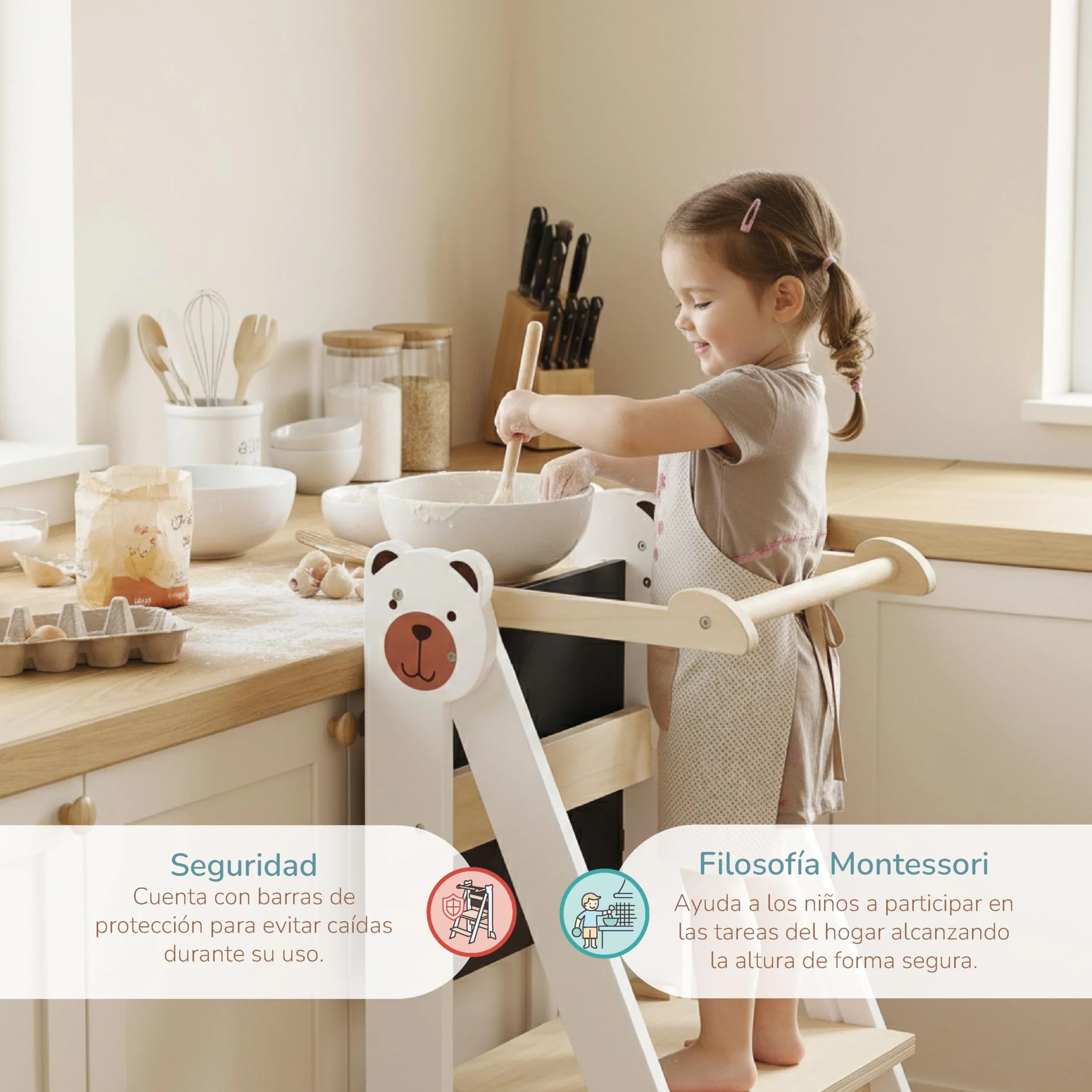 Buddy Baby Xplora Torre de Aprendizaje 3 en 1 Plegable con Pizarra, 2 Alturas