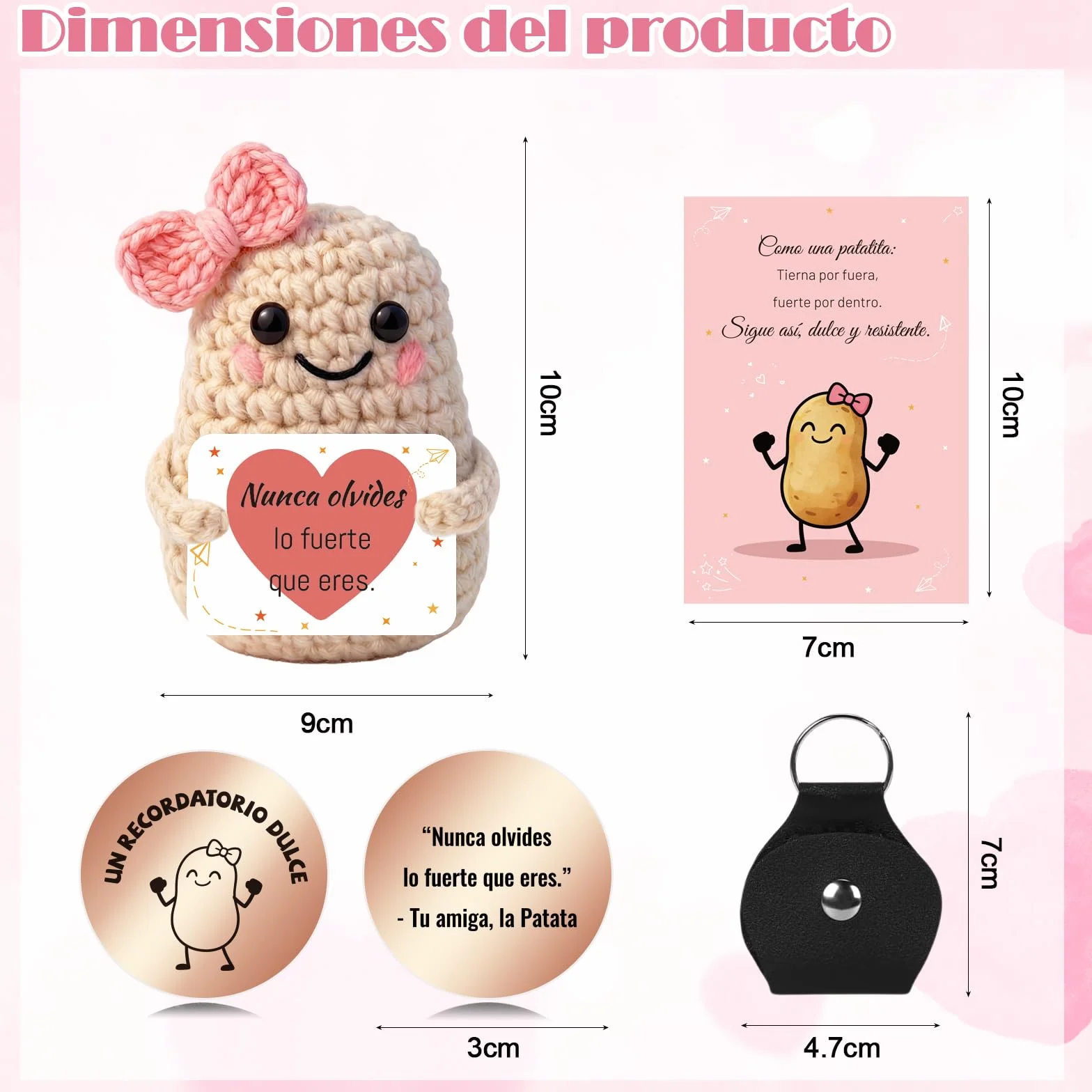 Muñeco de Patata con Energía Positiva – Amuleto de la Suerte Hecho a Mano con Tarjeta Motivadora | Regalo Original para Mujer: Madre, Amiga, Hermana, Novia o Compañera (Patata)