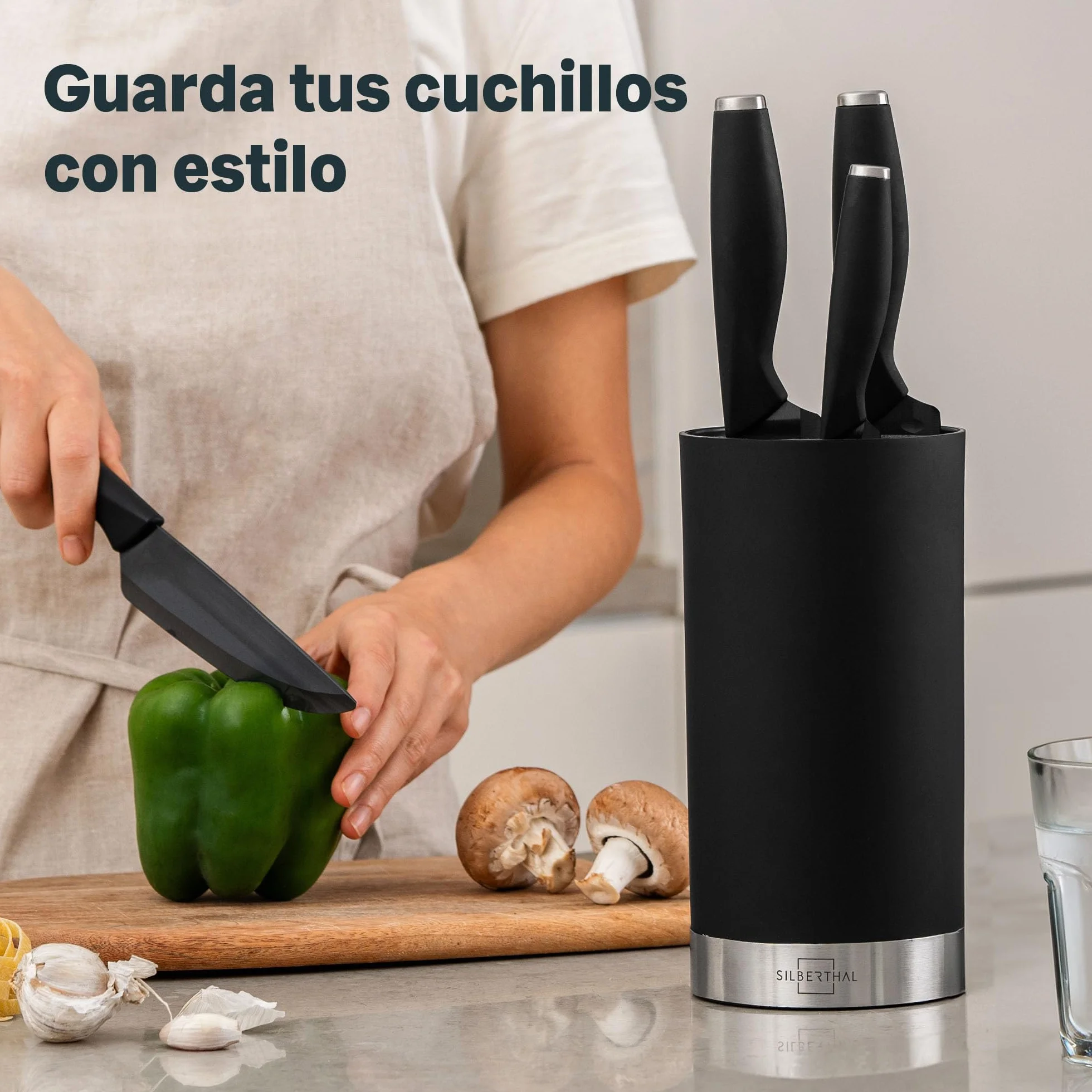 SILBERTHAL Tacoma Cuchillero de cocina flexible gran capacidad Porta cuchillos negro