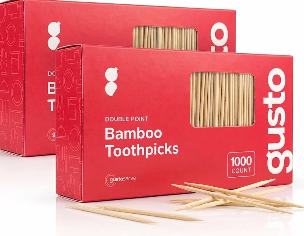 Palillos de Dientes de Bambú – Palillos de Madera Redondos con Puntas Doble (2000 Unidades)