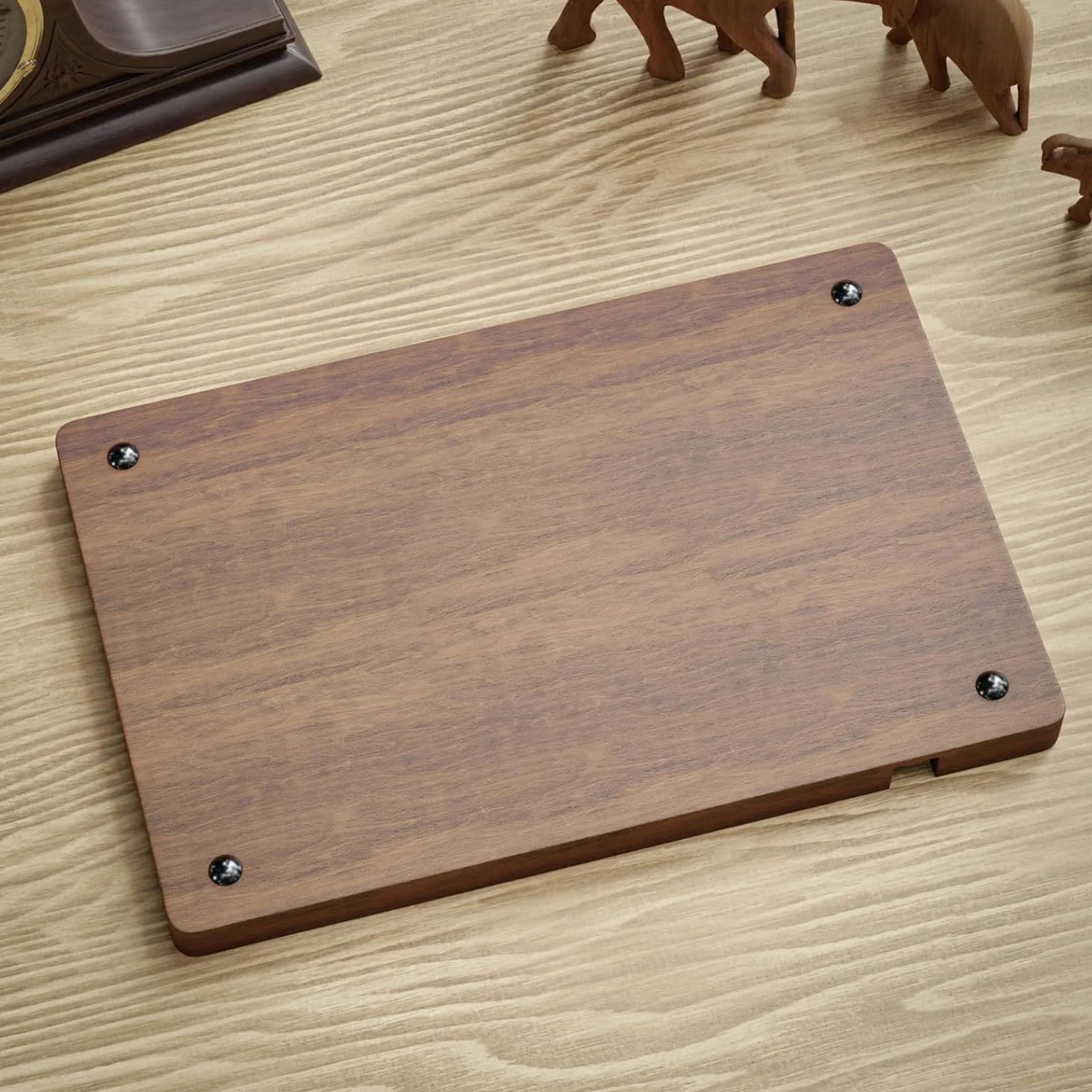 Coge Todas Las bandejas, Bandeja de Valet de Madera con Incrustaciones de Cuero, Organizador de Nocturno de Compartimento 12x8 para Hombres Mujeres, captando Todo Bandeja para Llaves, teléfono, bille