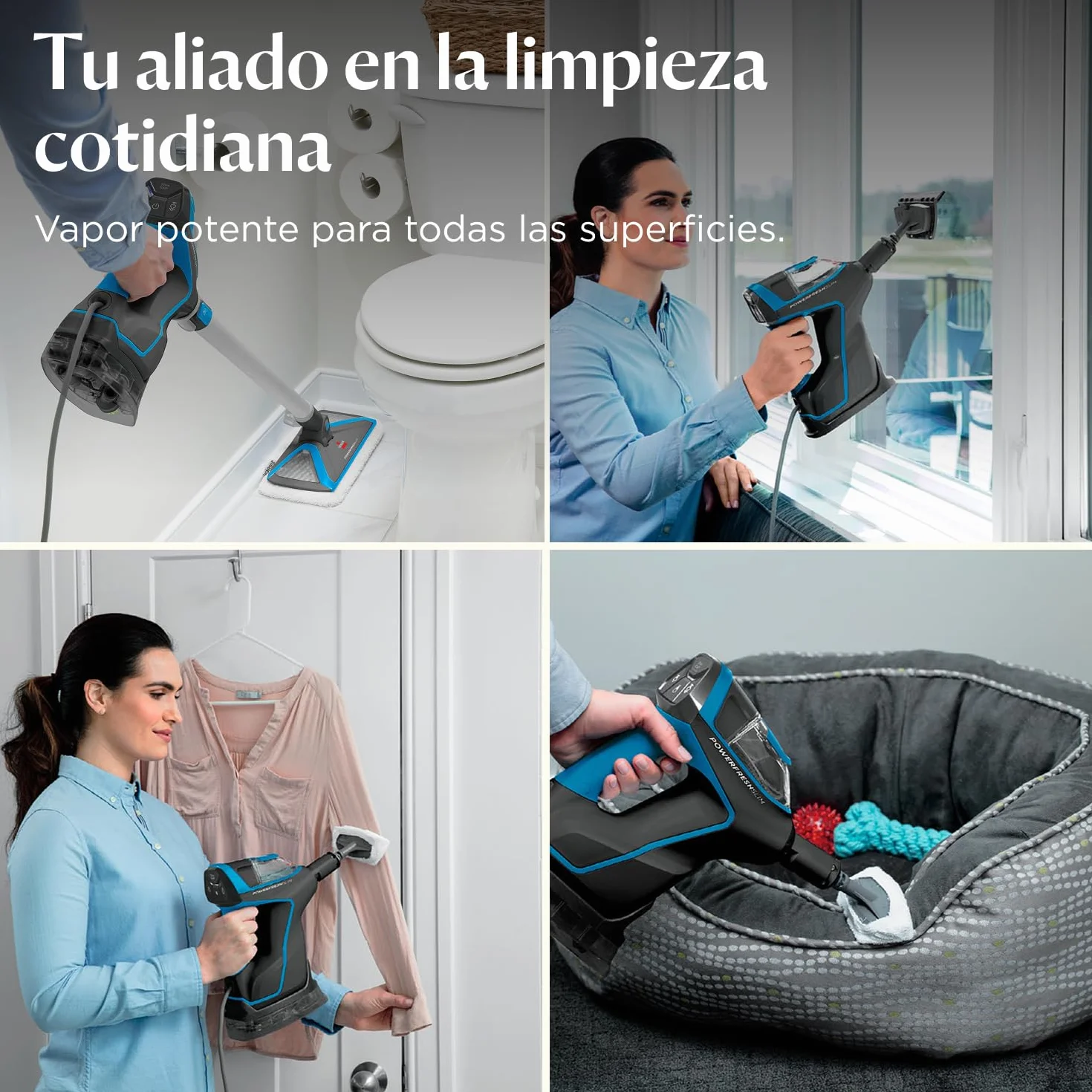 BISSELL PowerFresh Slim Steam, vaporeta 3 en 1, cambia de limpiador de vapor para suelos a limpiador de vapor de mano, vaporizador ligero, multiuso con herramientas, 1600 W, 1,86 kg, 4268N