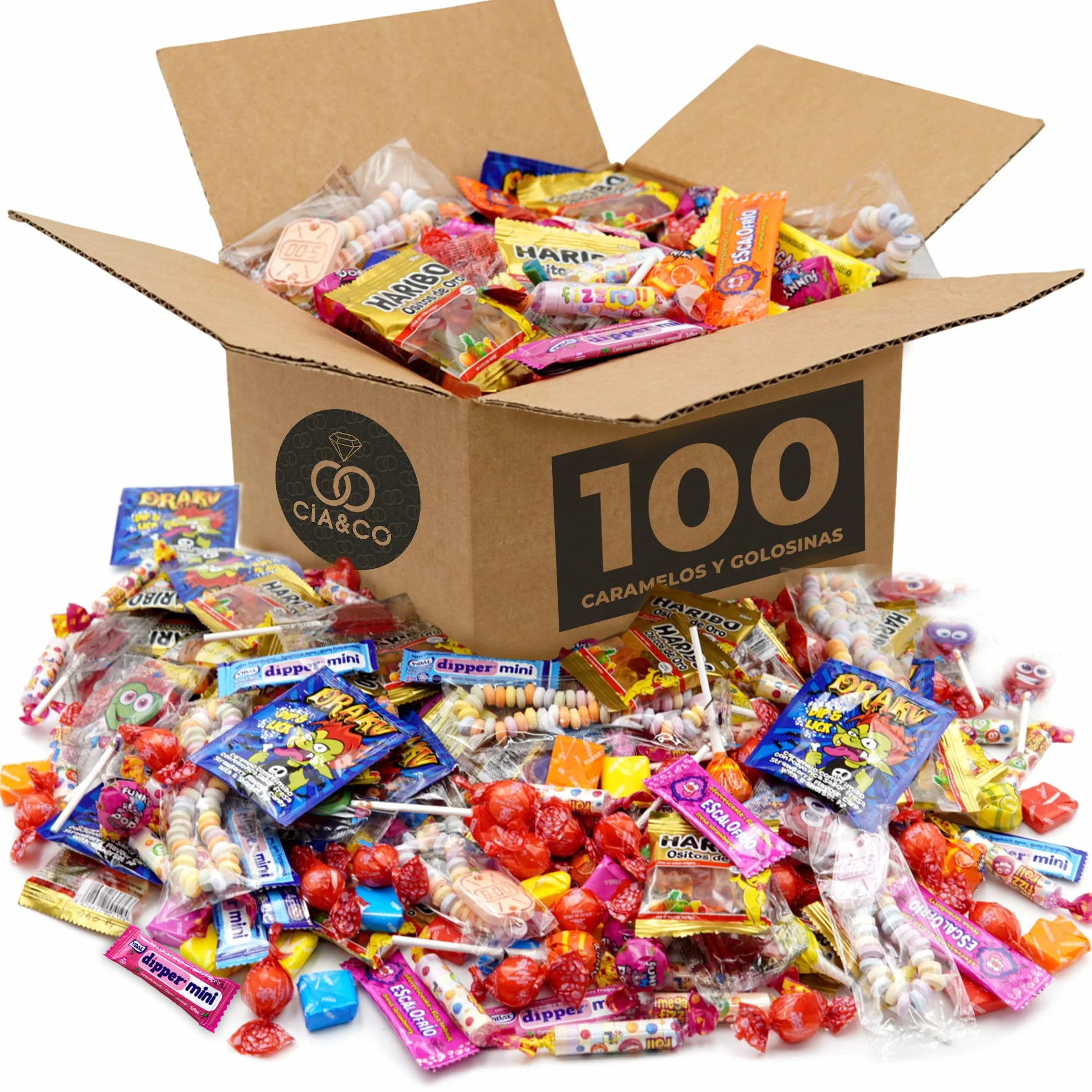 Cia&Co Mega Box 100 Chuches Caramelos y Golosinas Surtido Envuelto Individualmente